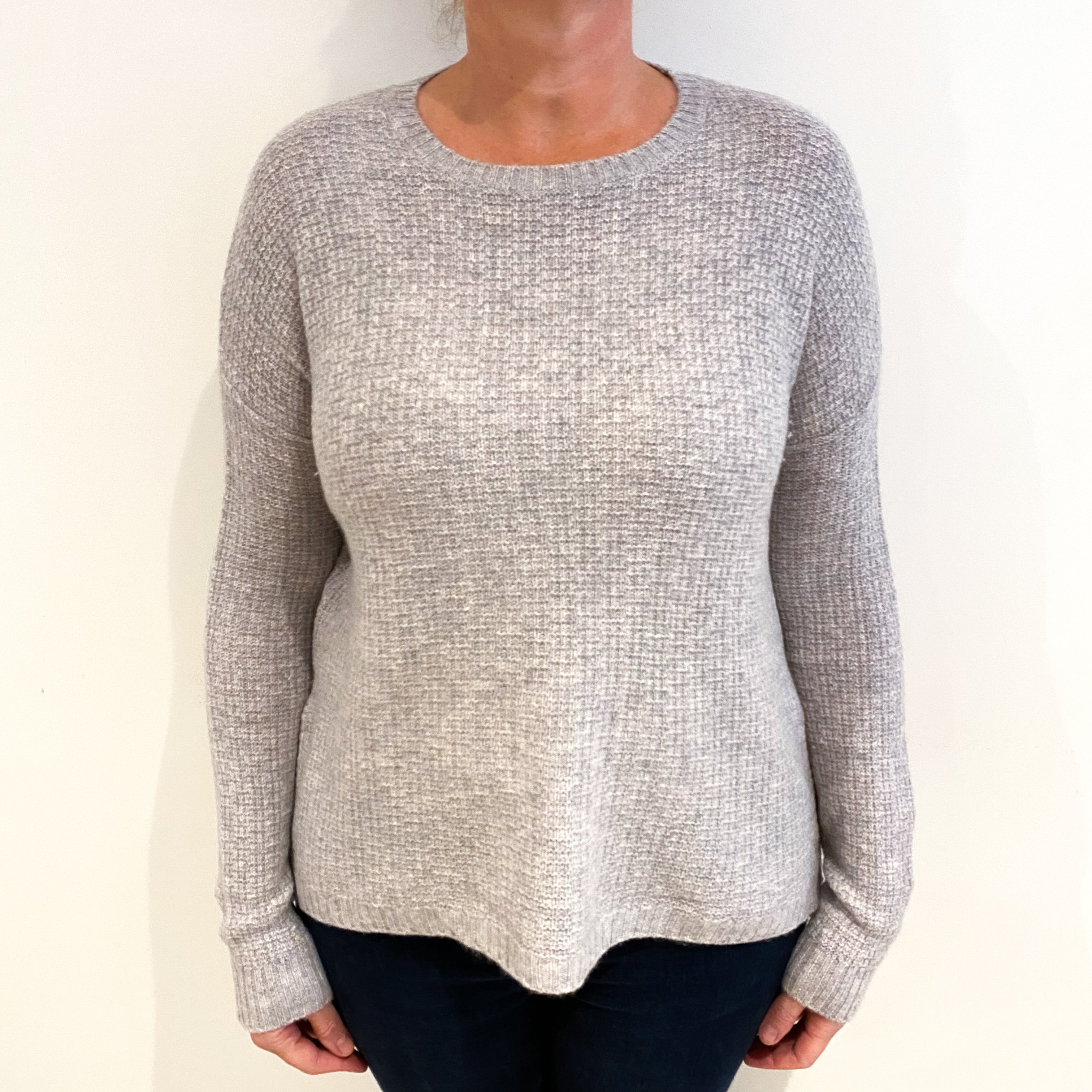 Cynthia Rowley Mist Grey Cashmere Crew Neck Jumper Large