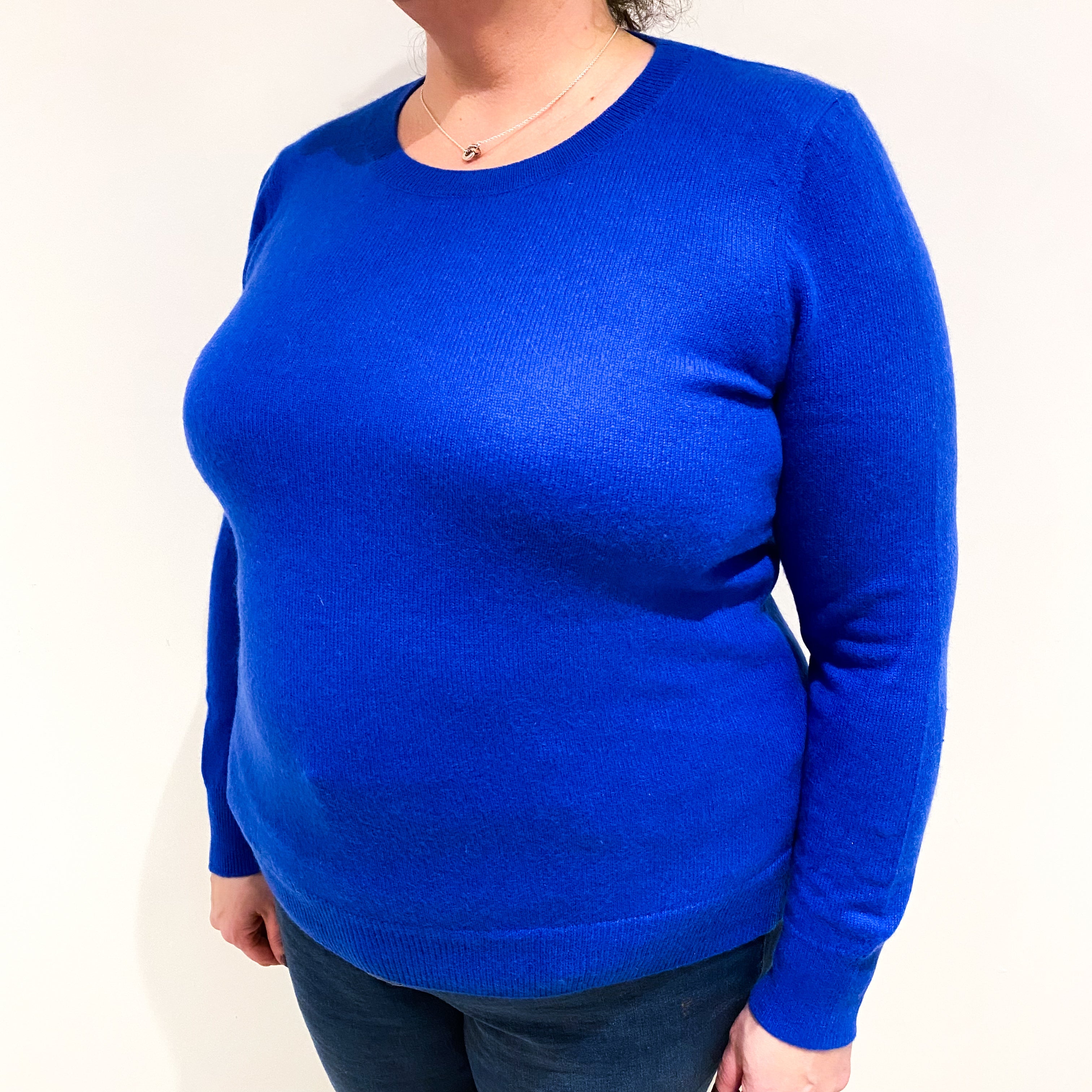 Electric Blue Cashmere Crew Neck Jumper Extra Large