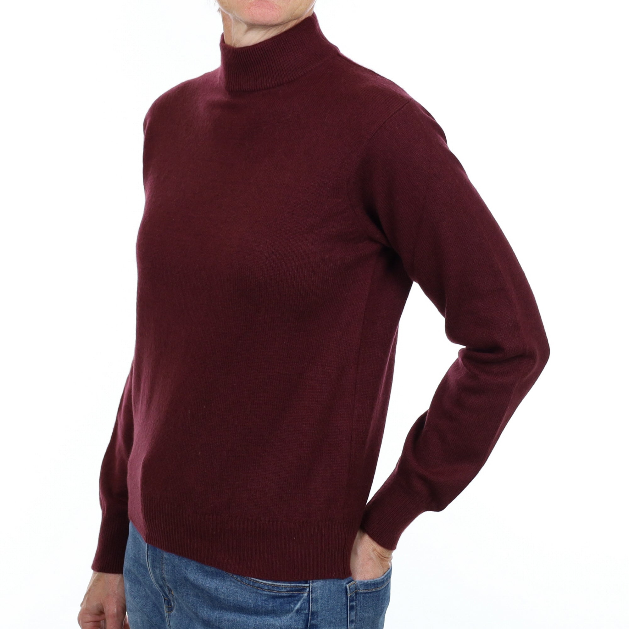 Port Red Cashmere Turtle Neck Jumper Small