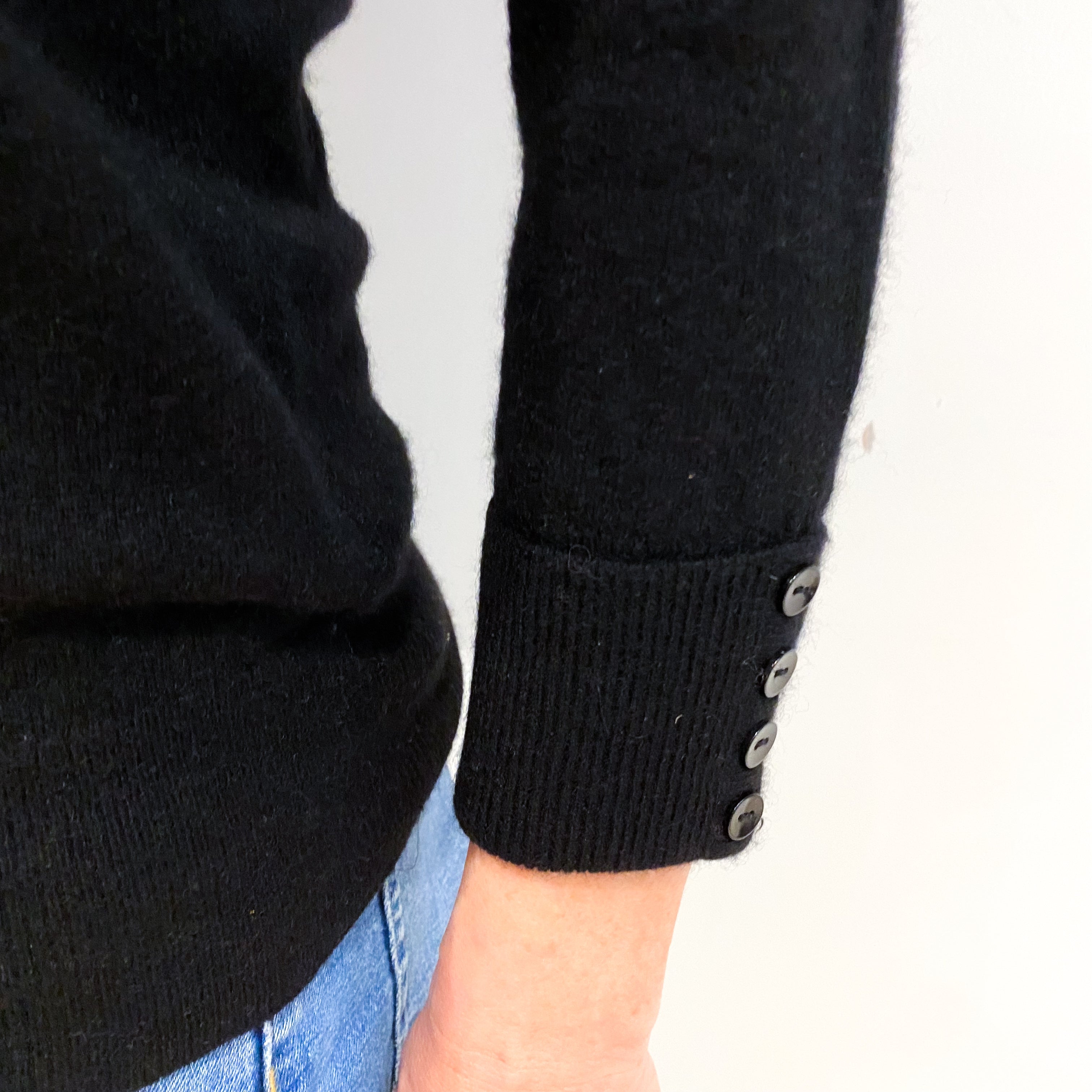 Black Cashmere Boat Neck Jumper Small