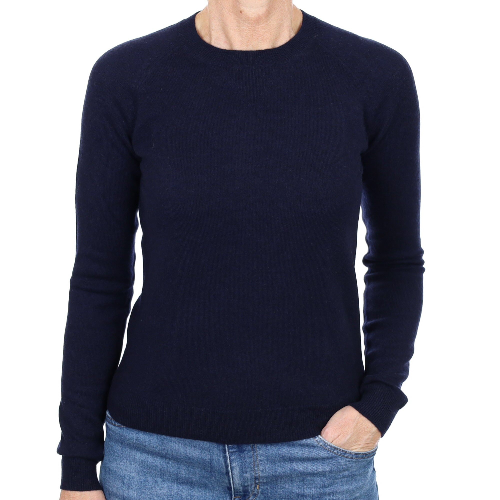 Navy Blue Cashmere Crew Neck Jumper Small