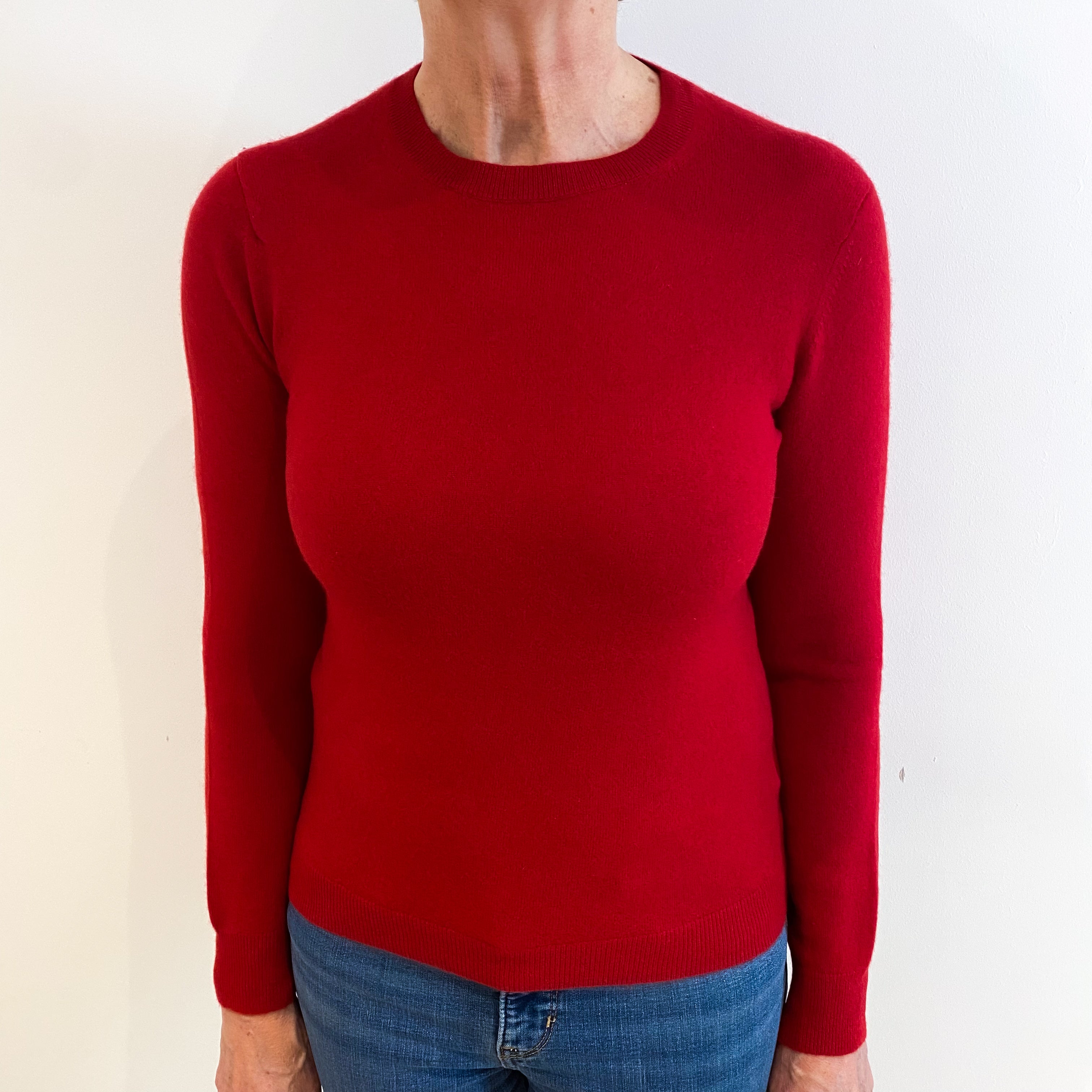 Scarlet Red Cashmere Crew Neck Jumper Medium