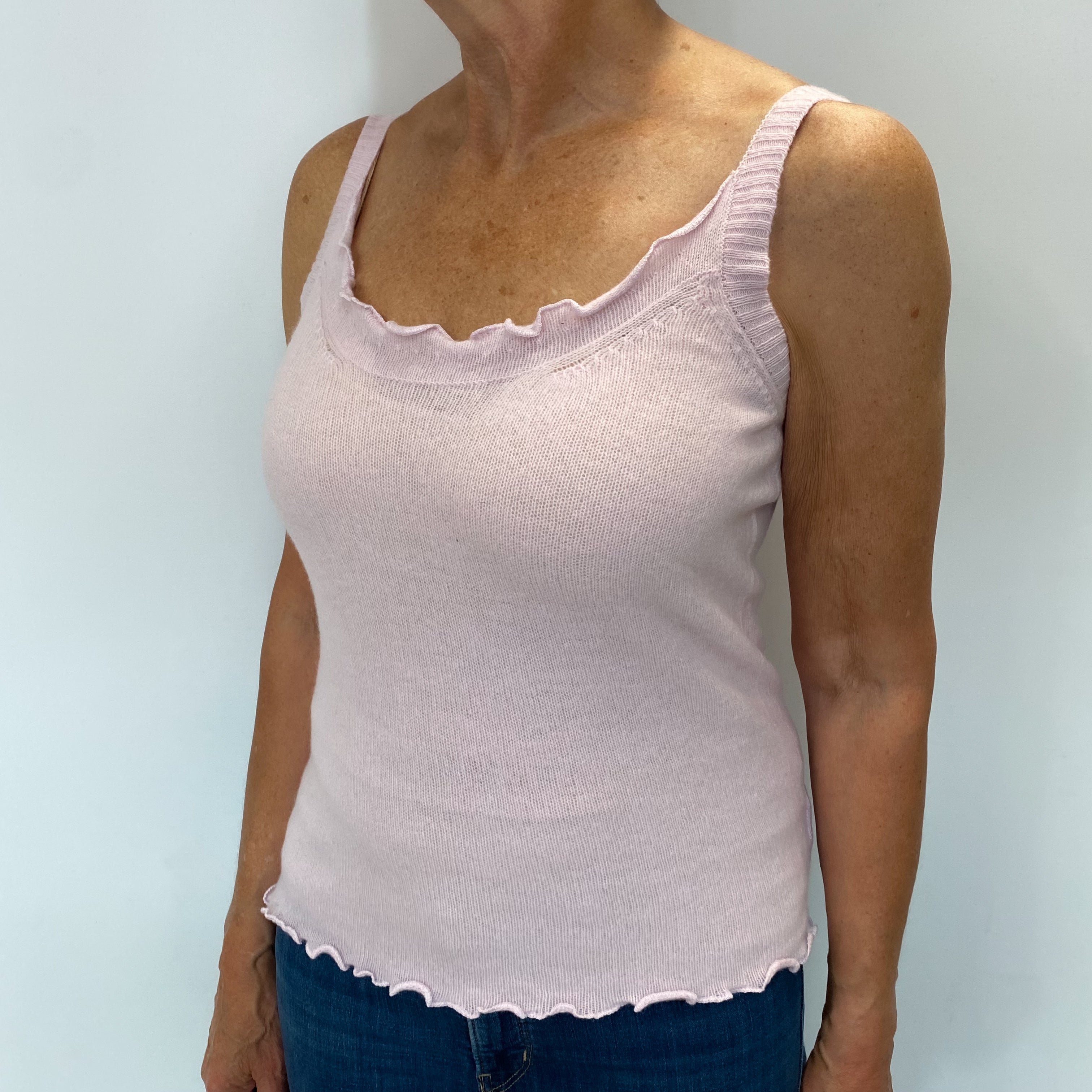 Ice Pink Cashmere Crew Neck Vest Jumper Medium