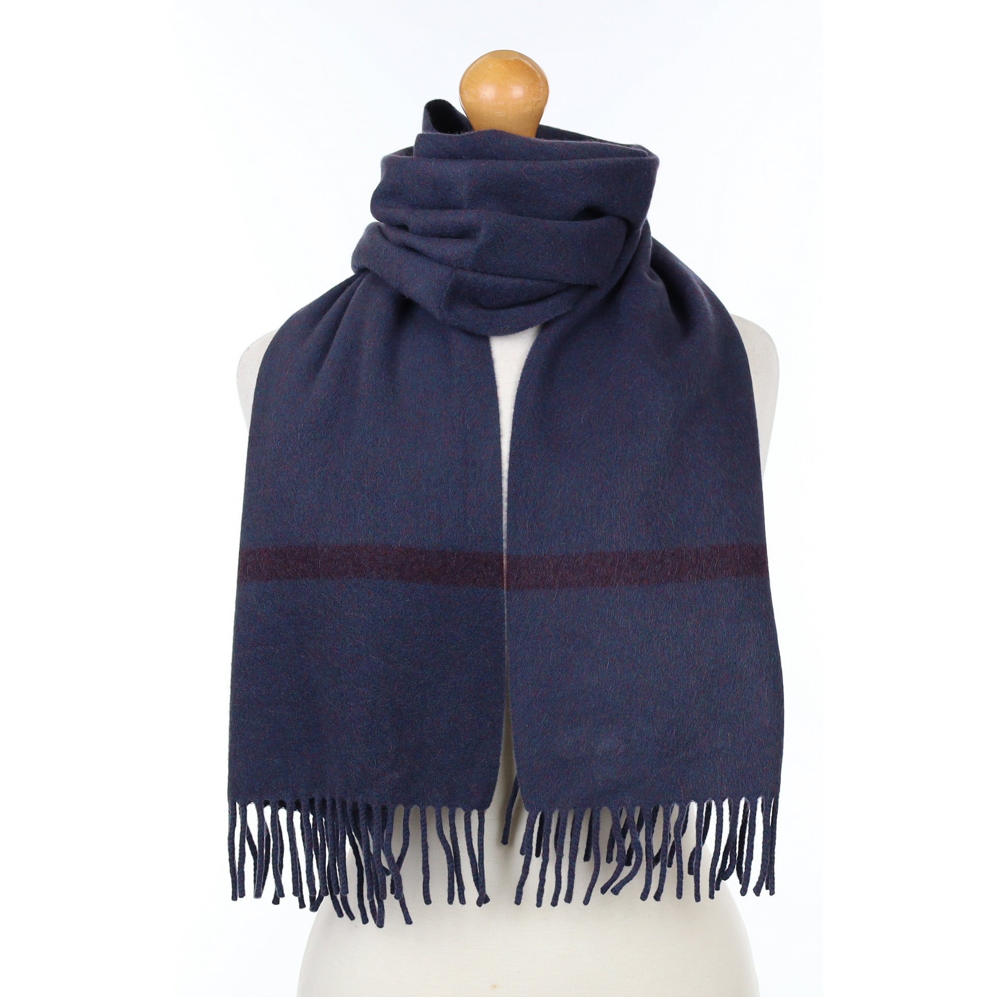 Loro Piana Navy Blue Cashmere Woven Scarf