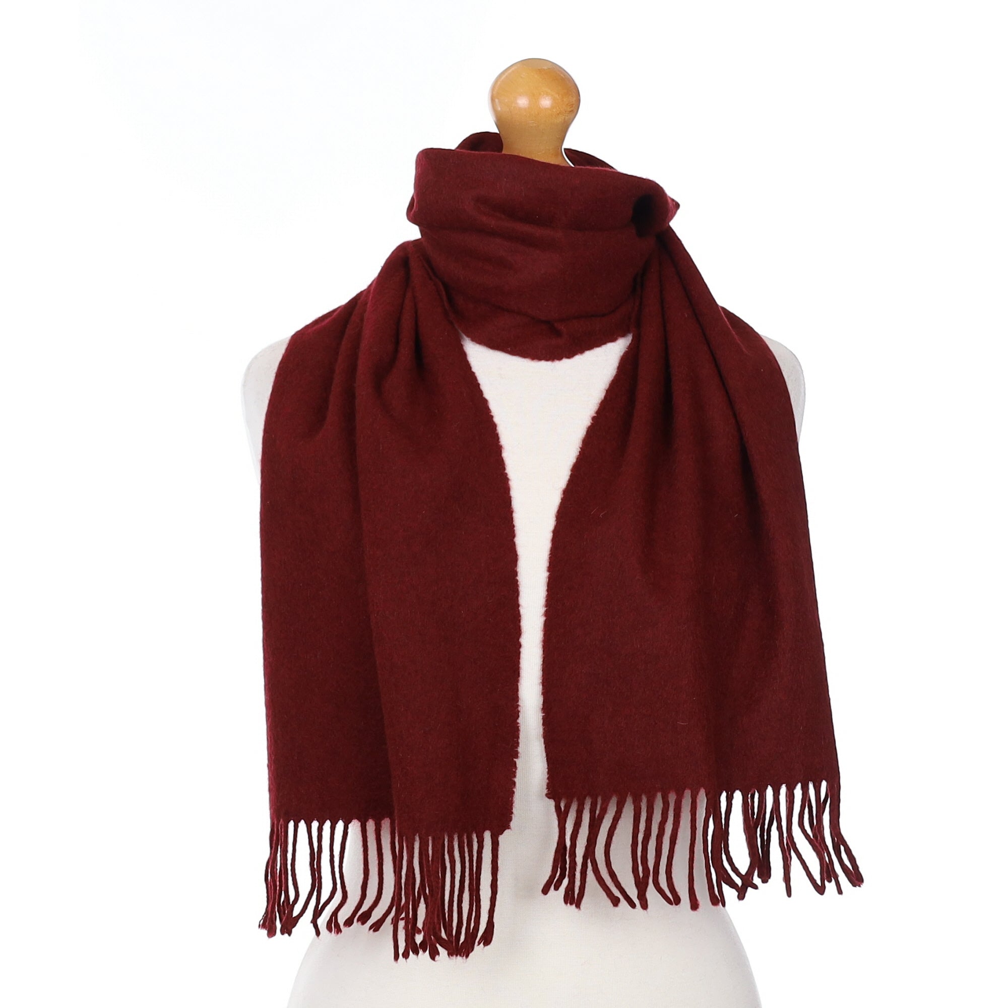Wine Red Textured Cashmere Woven Scarf