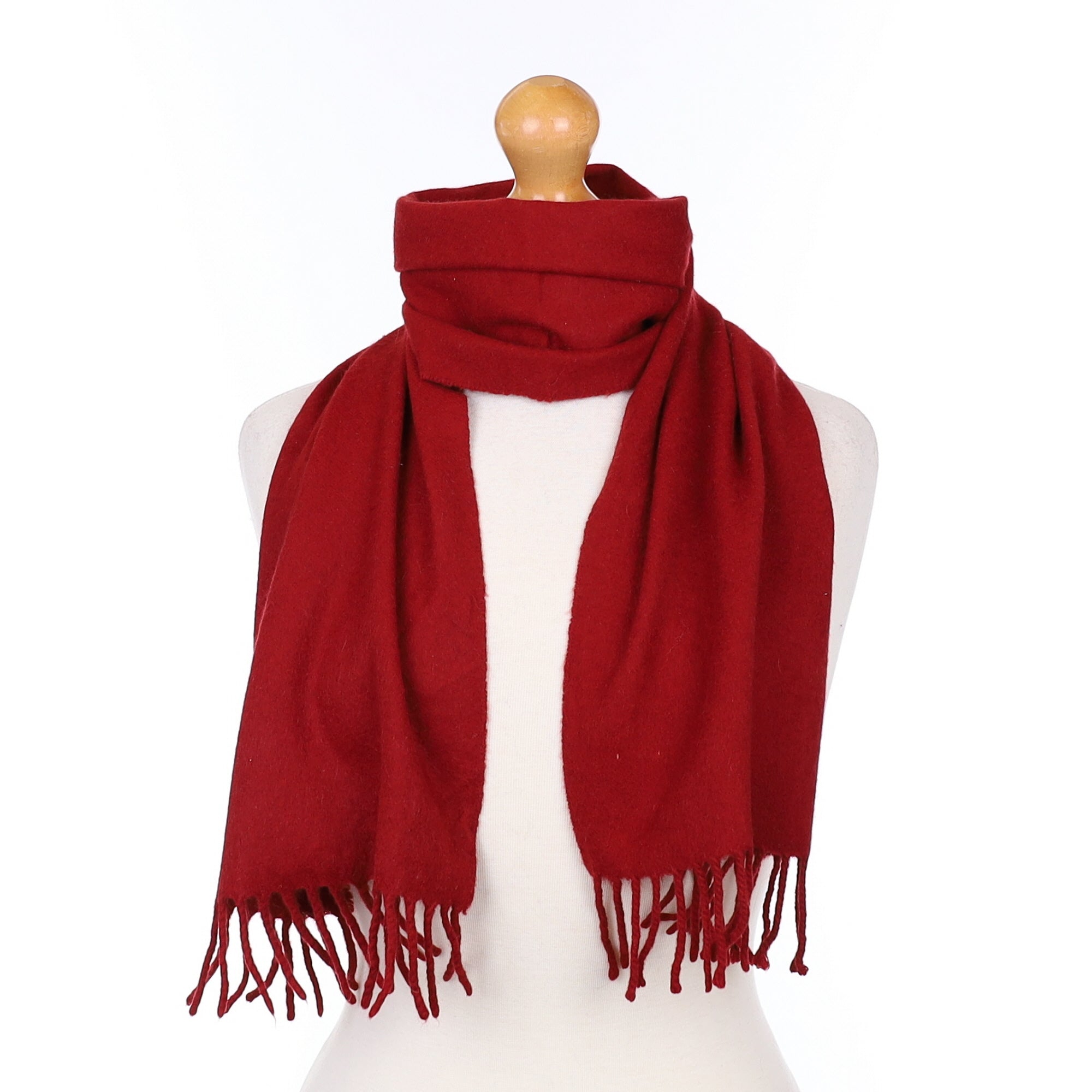 Scottish Maroon Cashmere Tassel Edged Woven Scarf
