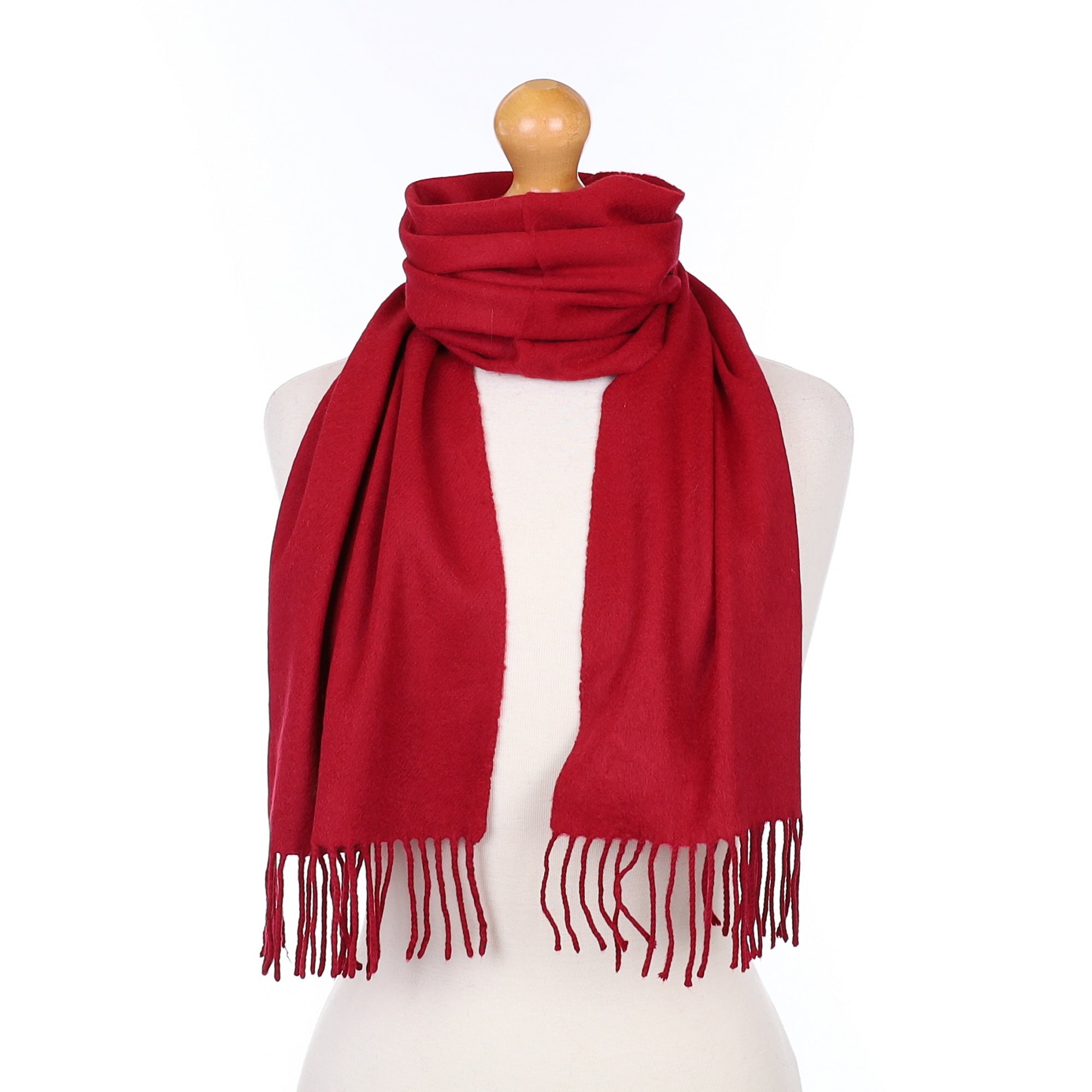 Crimson Red Cashmere Woven Scarf