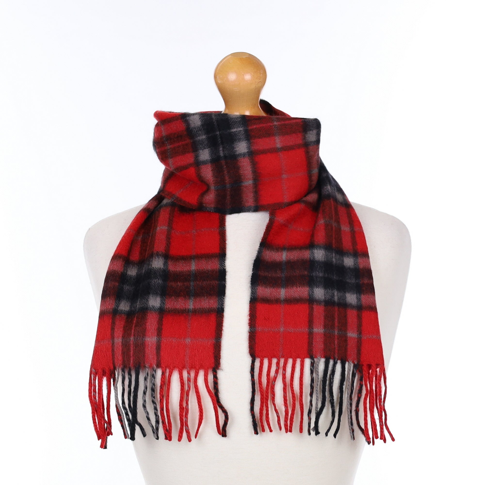 Red and Black Plaid Cashmere Woven Scarf