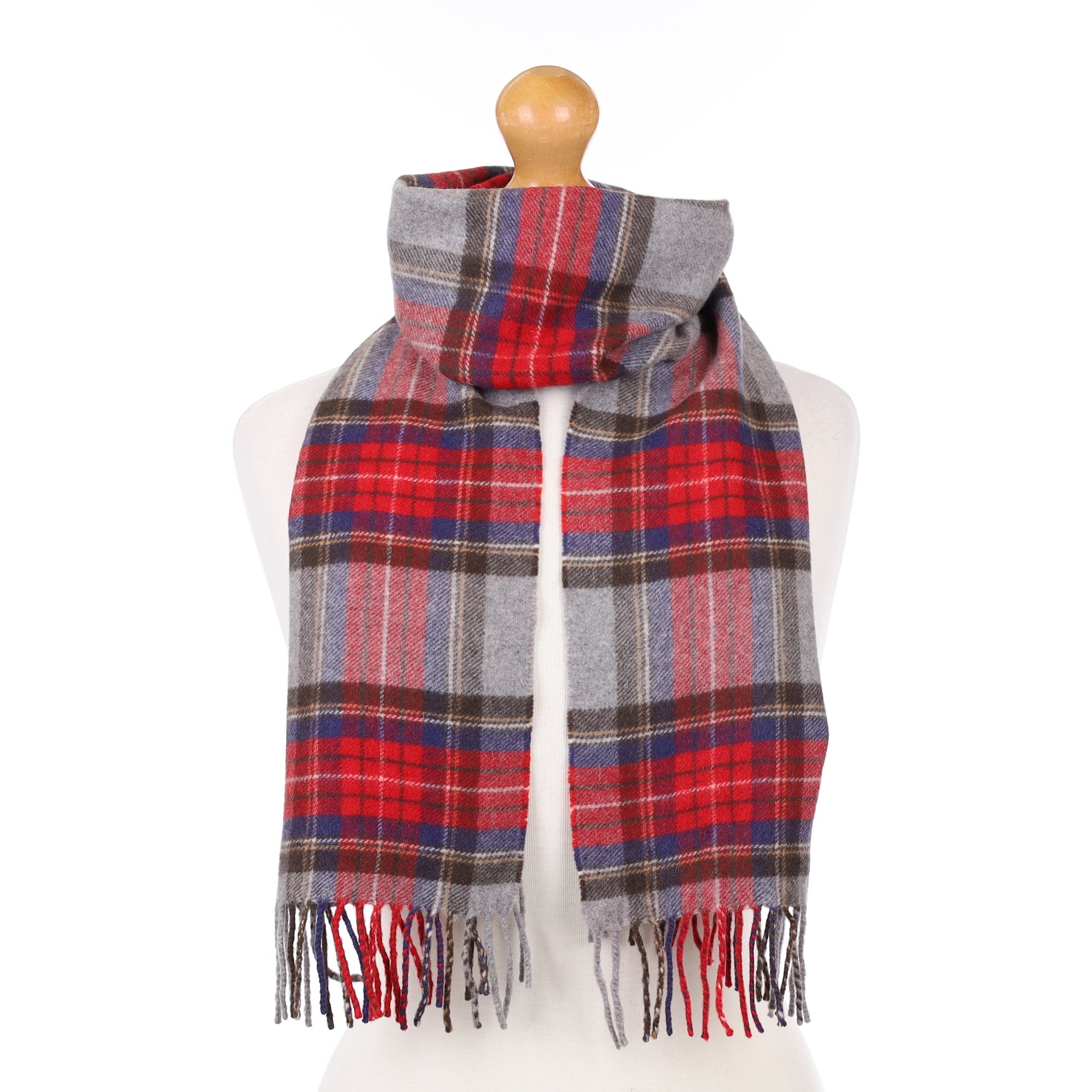 Post Box Red Checked Cashmere Woven Scarf