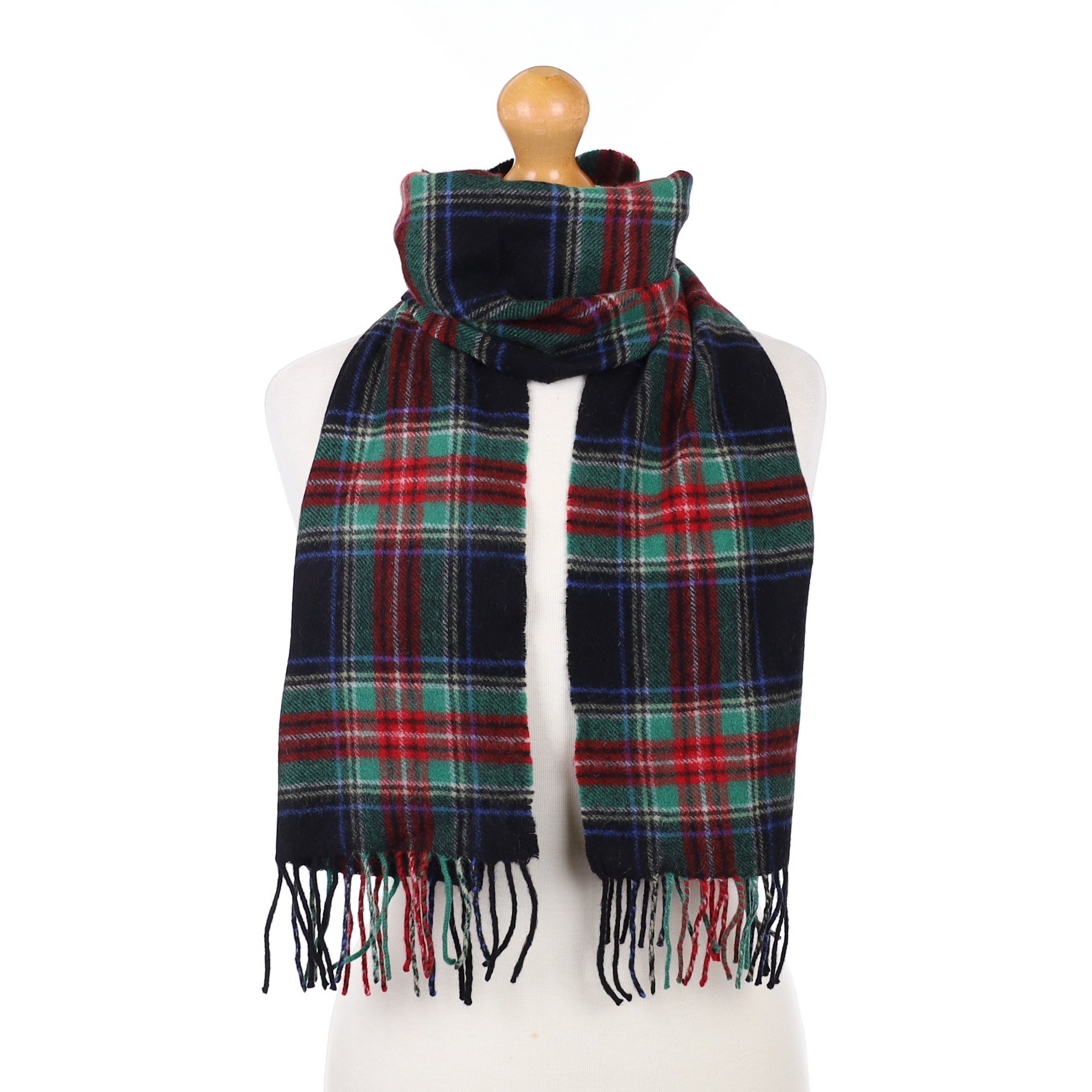 Red Green and Blue Plaid Cashmere Woven Scarf