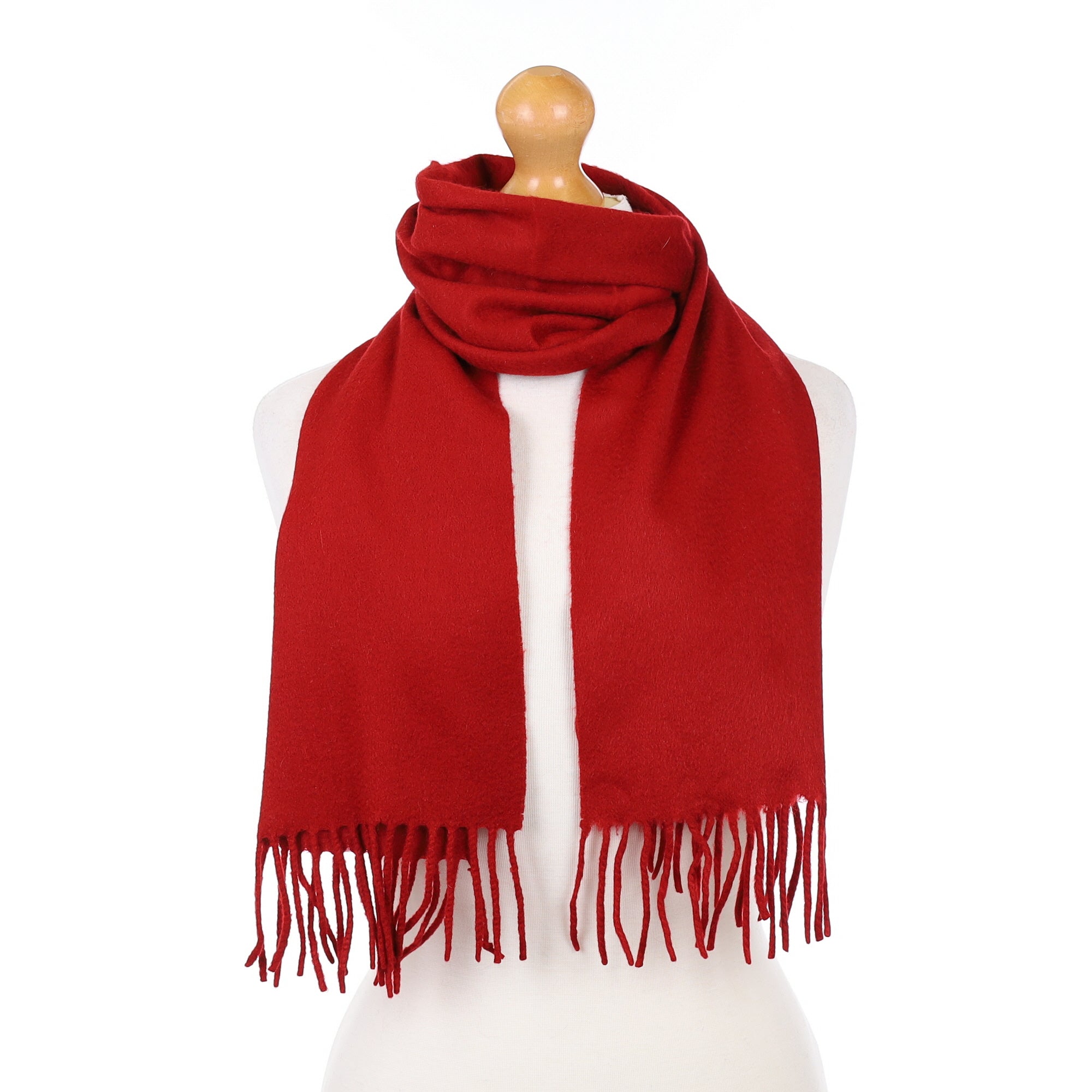Crimson Red Cashmere Woven Scarf
