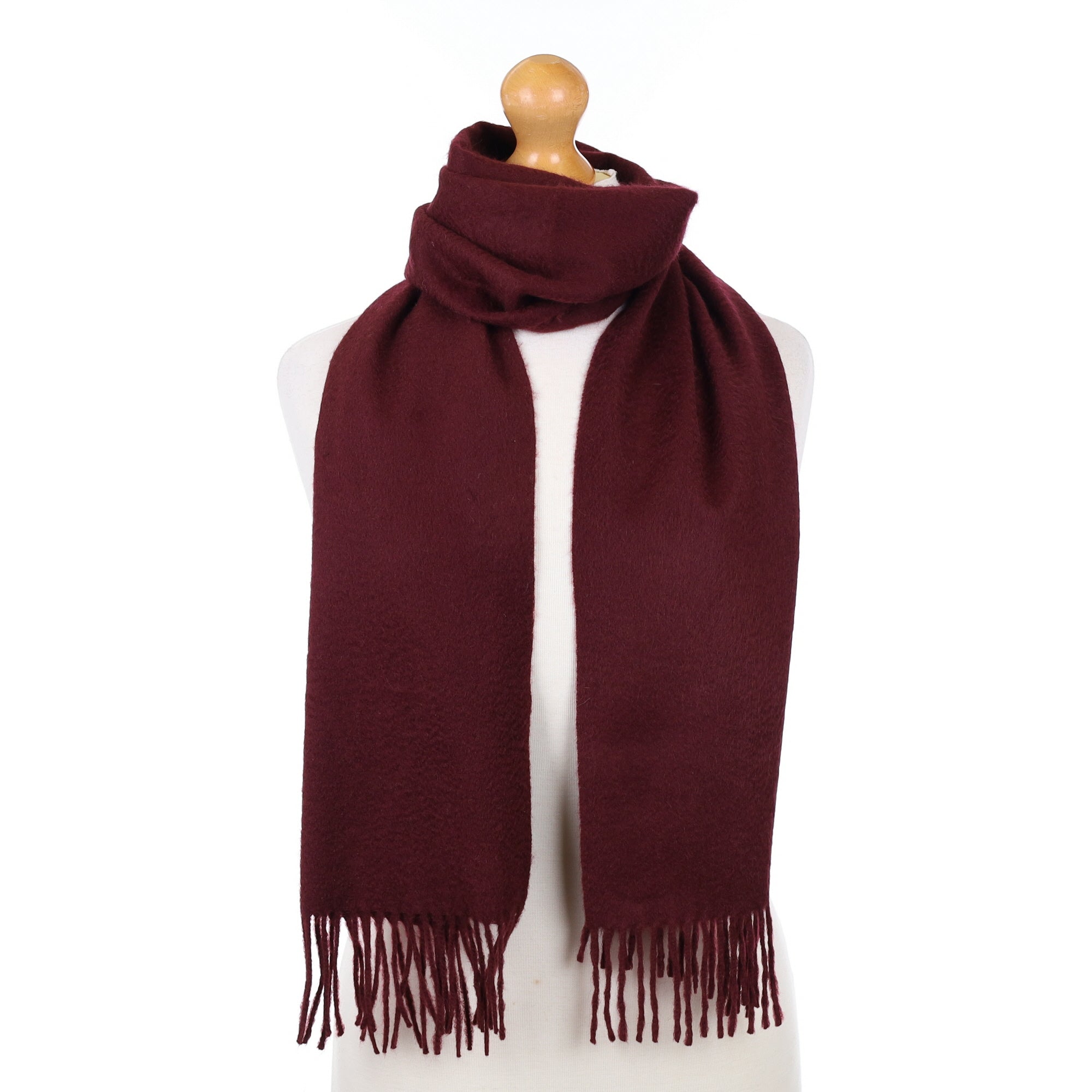 Wine Red Cashmere Woven Scarf