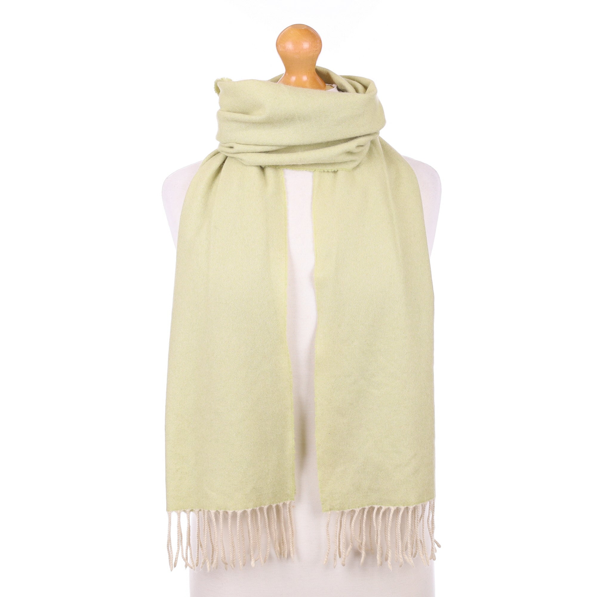 Sage Green and Cream Cashmere Woven Scarf
