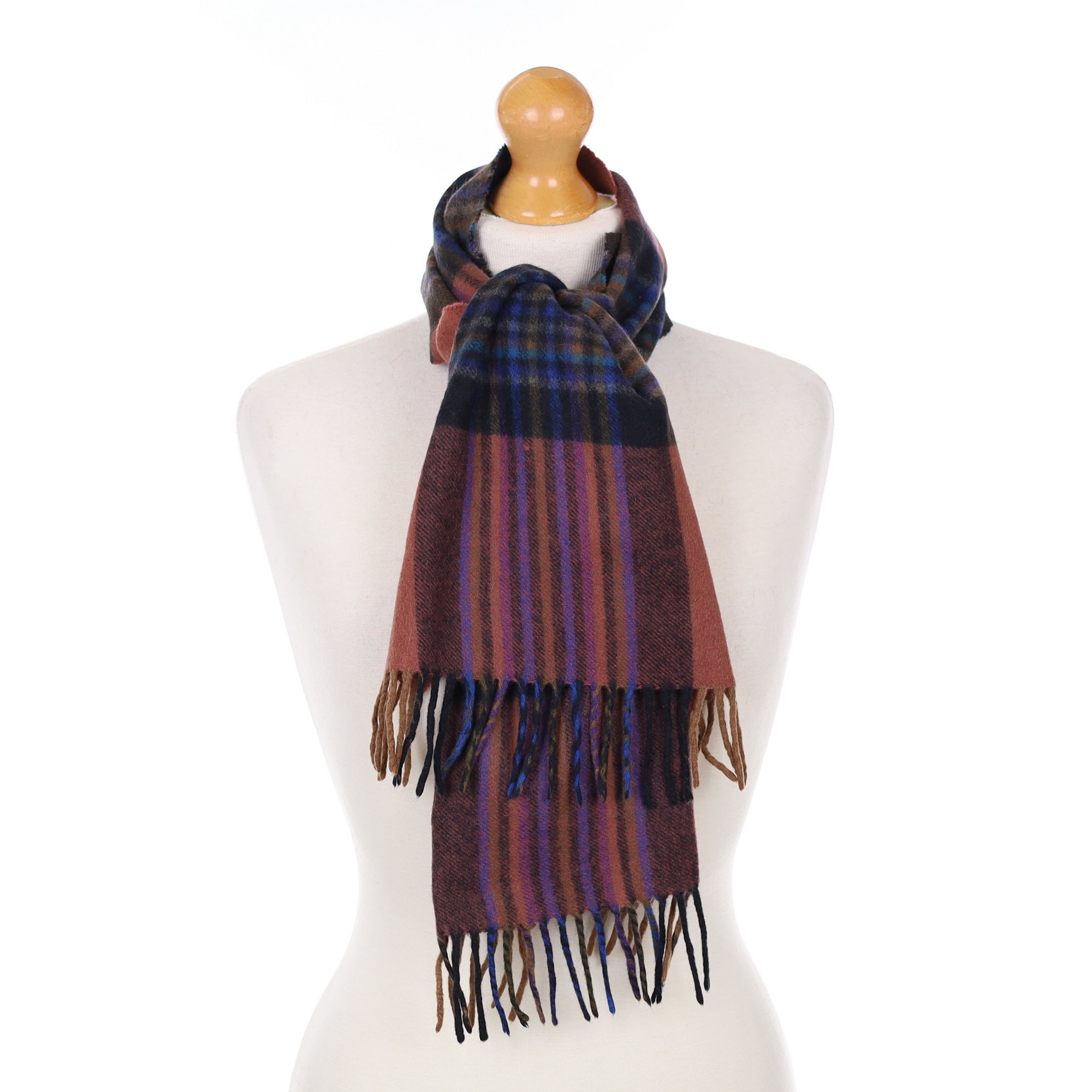 Multi-Coloured Striped Cashmere Woven Scarf