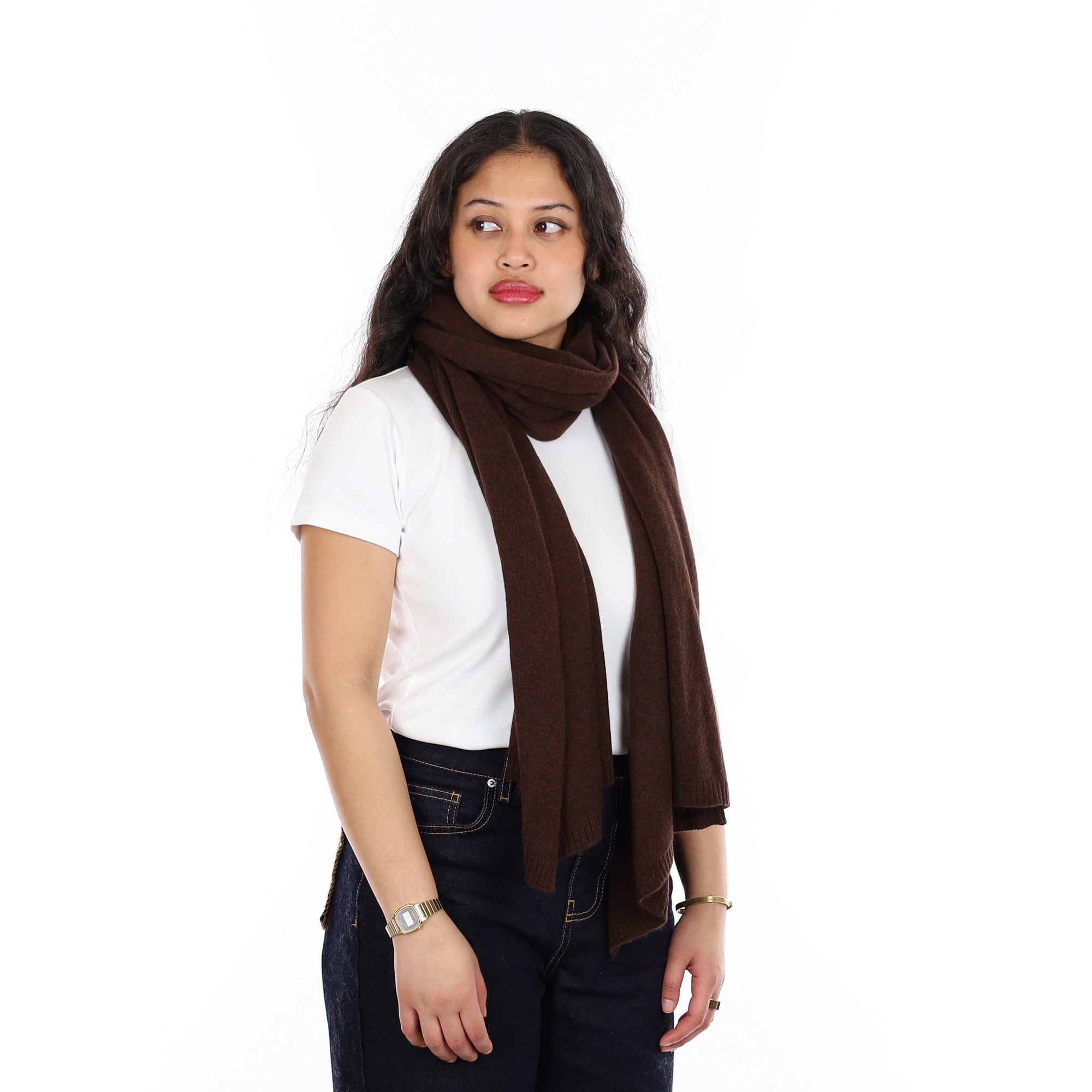 Brand New Chocolate Brown Recycled Cashmere Wrap