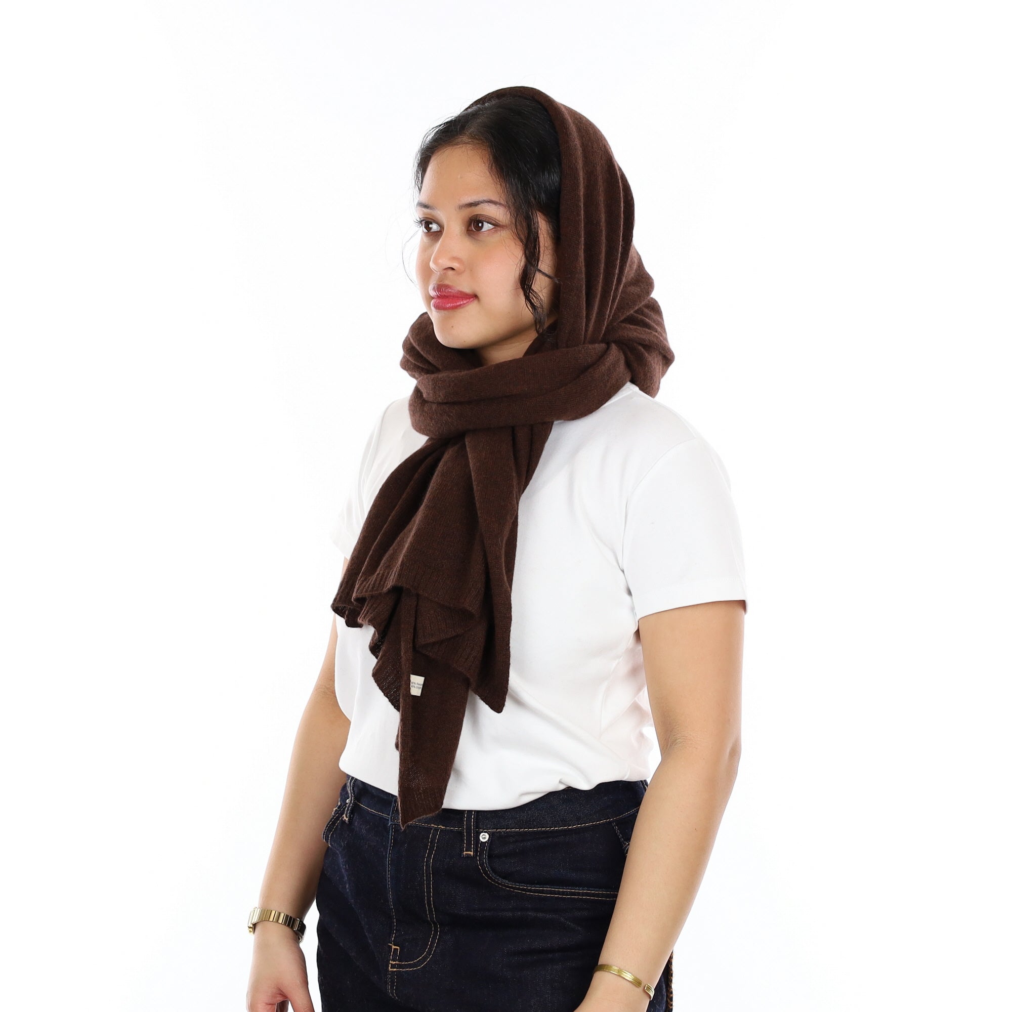 Brand New Chocolate Brown Recycled Cashmere Wrap