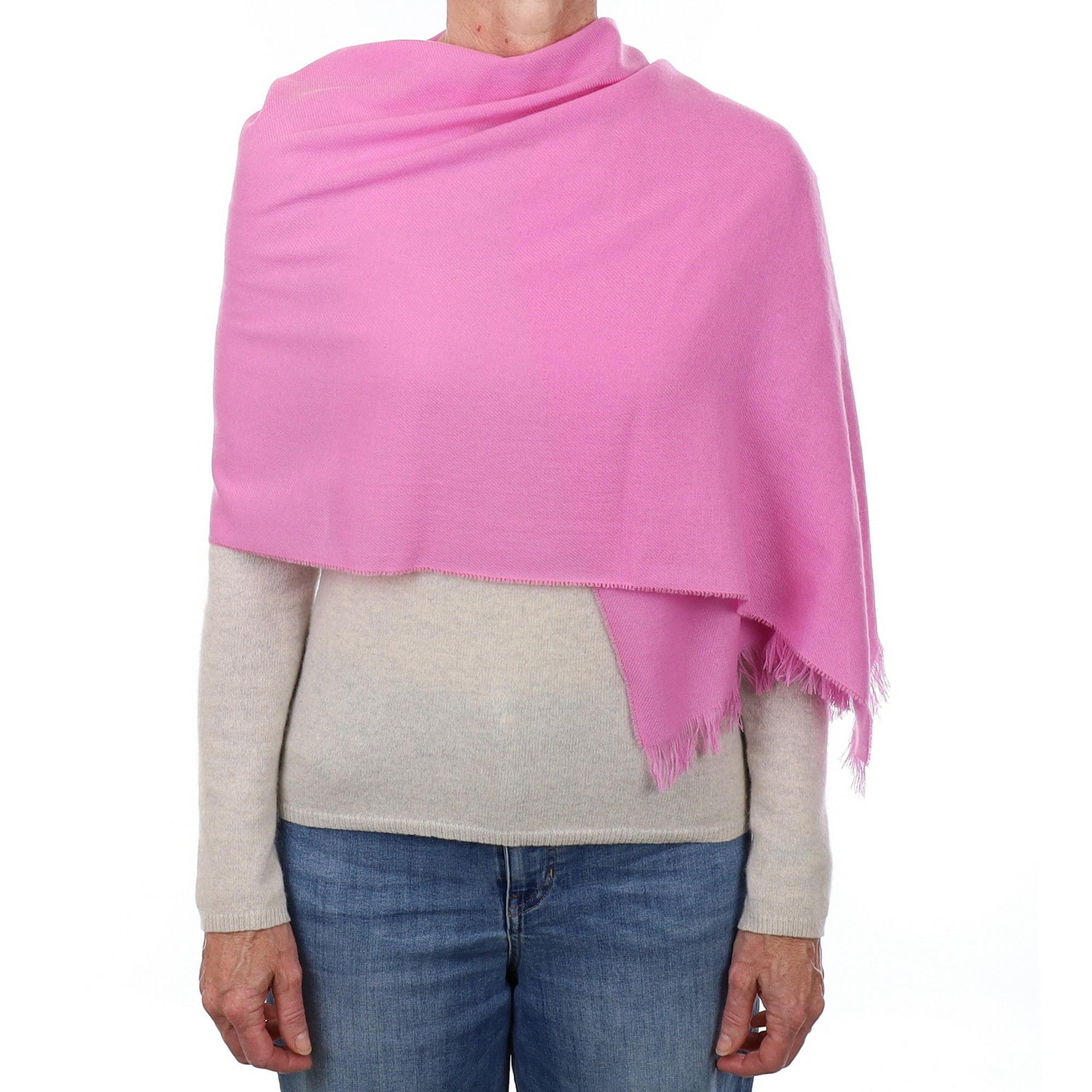 Brand New British Bubblegum Pink Luxury Woven Cashmere Mini Wrap