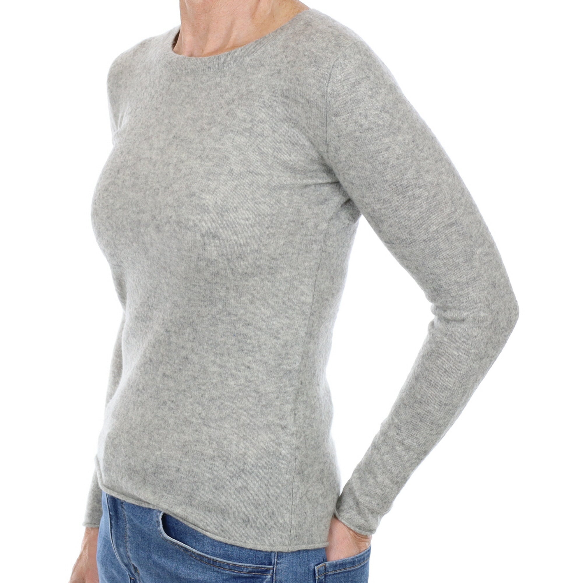 Smoke Grey Cashmere Crew Neck Jumper Small