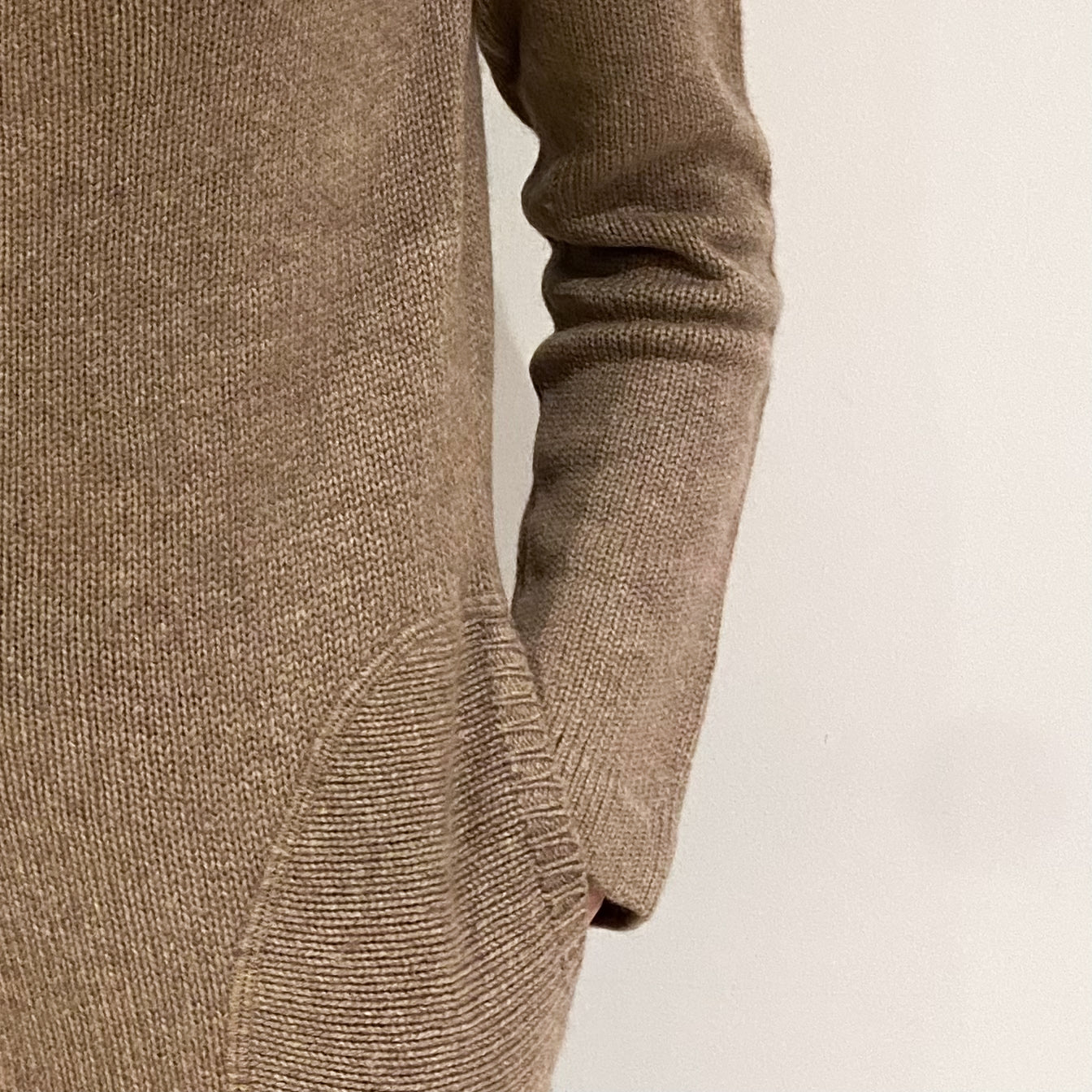 Mocha Brown Cashmere Fur Trimmed Hooded Cardigan with Pockets Extra Small