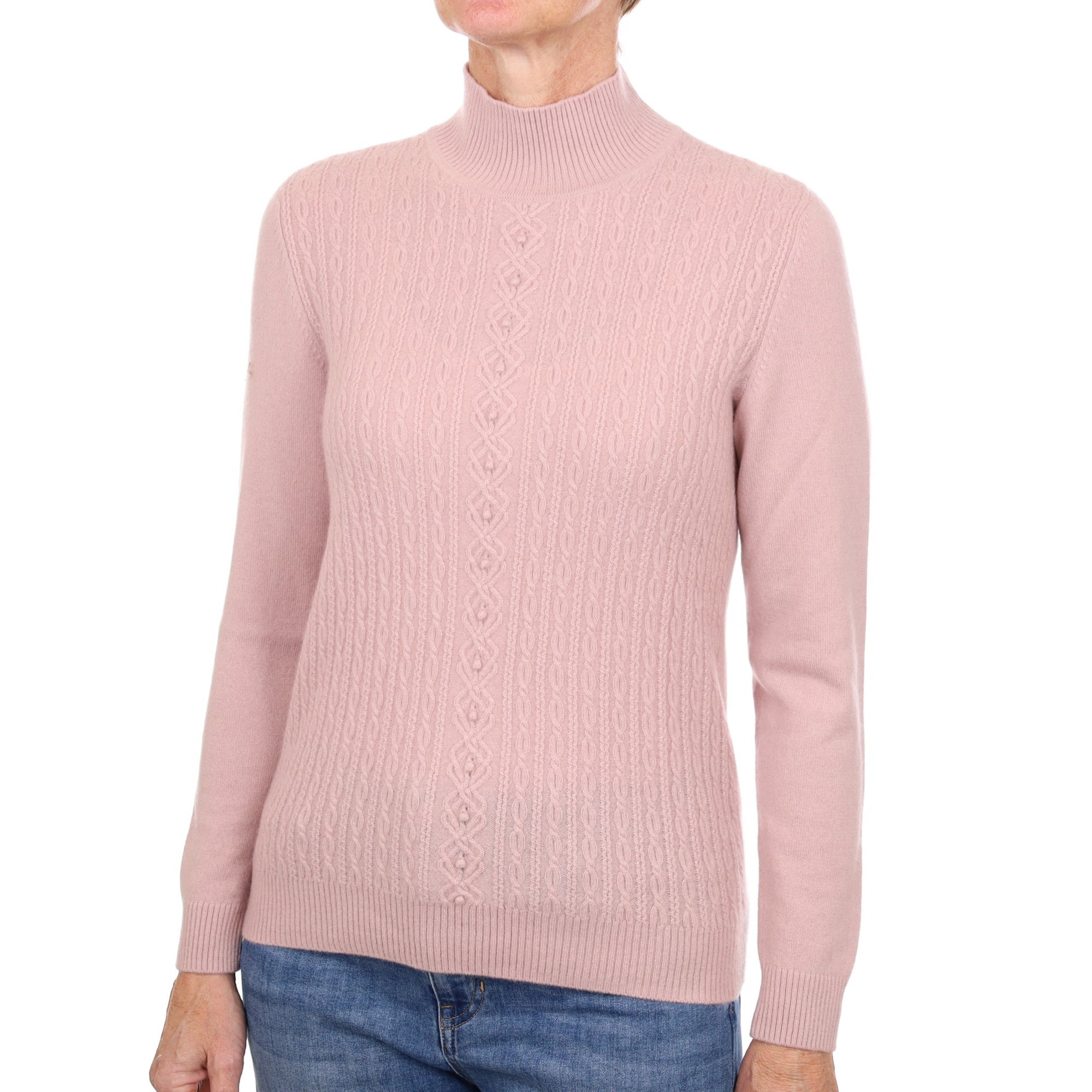 Faded Heather Pink Cashmere Turtle Neck Jumper Small