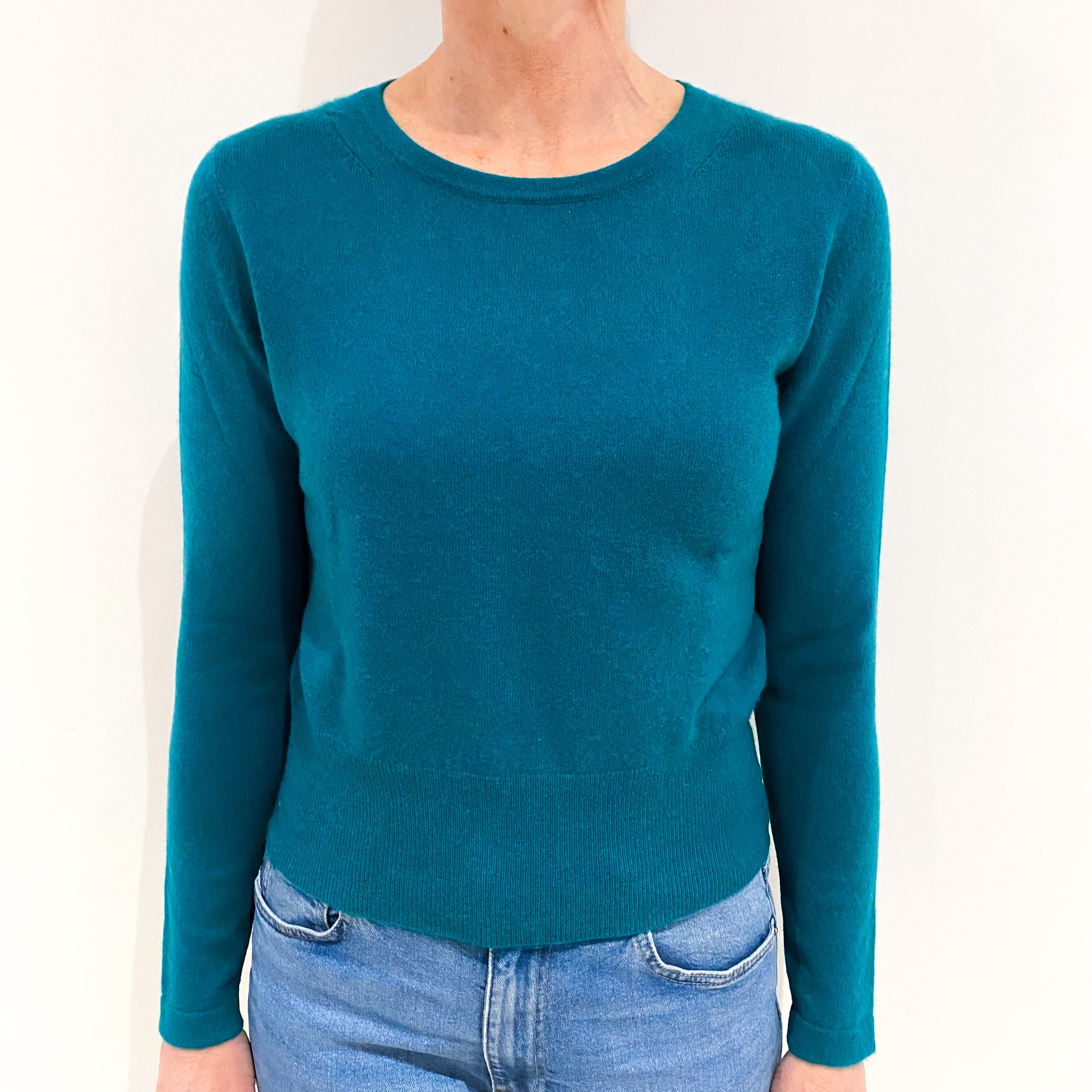 Peacock Green Cashmere Crew Neck Jumper Small