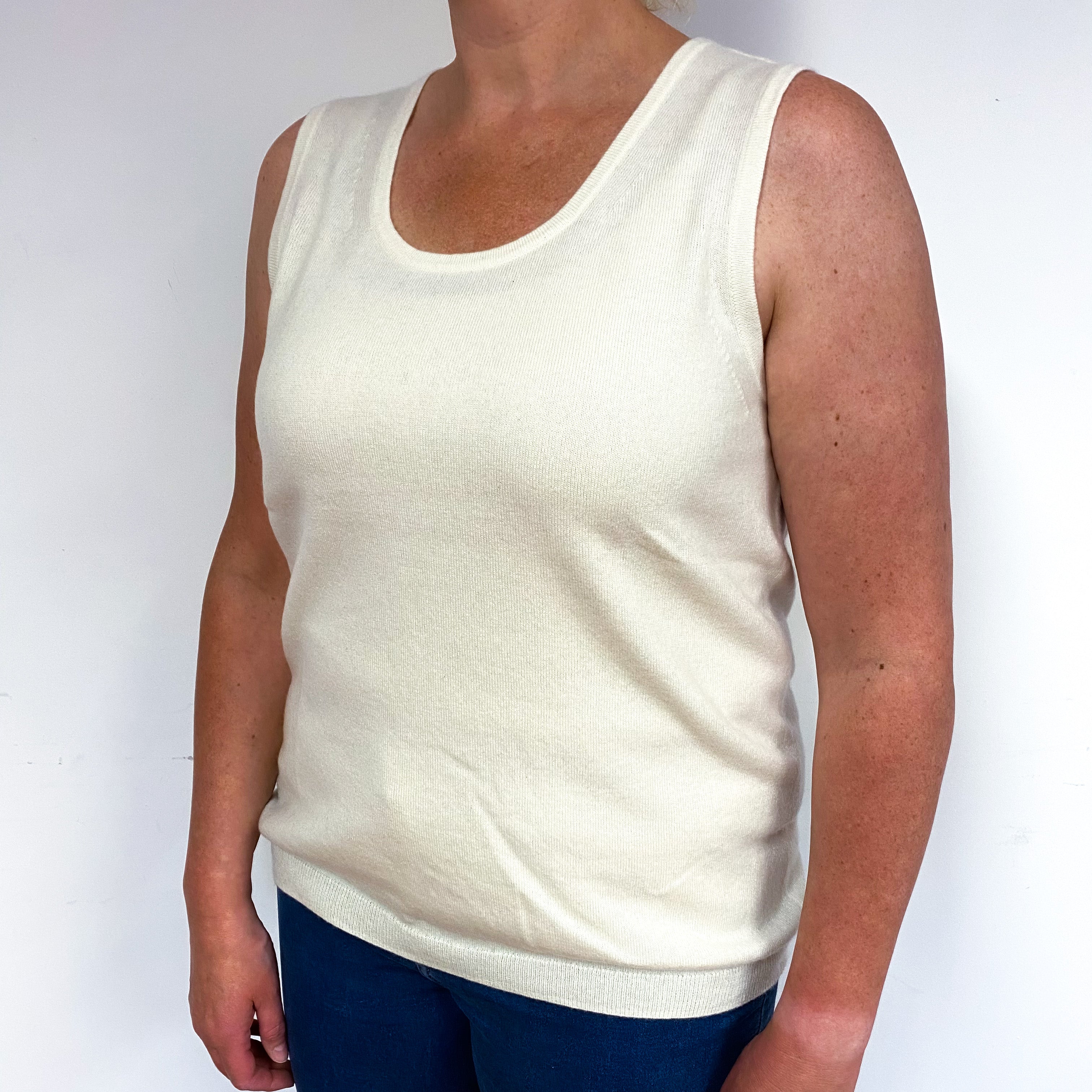 New Cream Cashmere Scoop Neck Tank Top Large