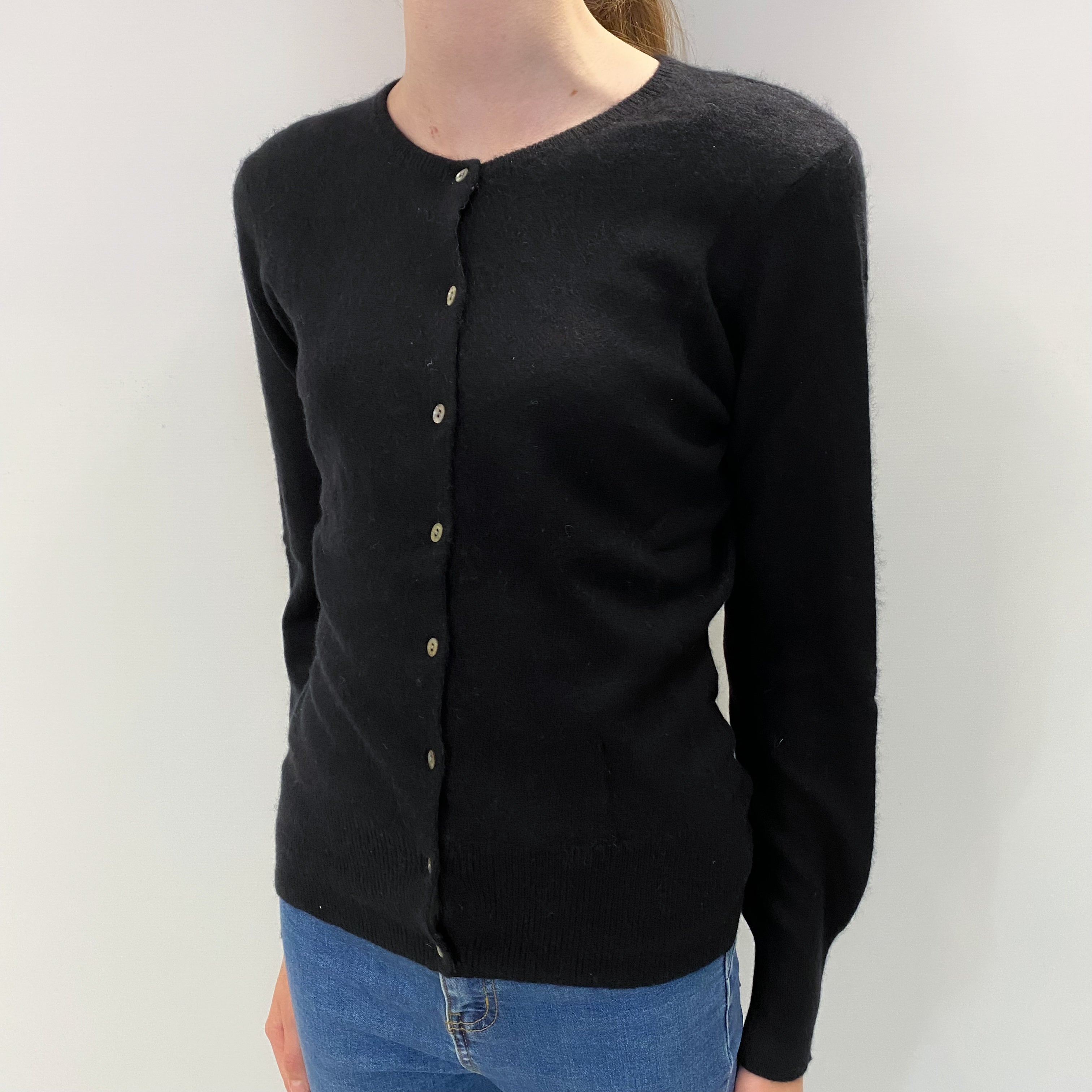 Black Cashmere Crew Neck Cardigan Extra Small