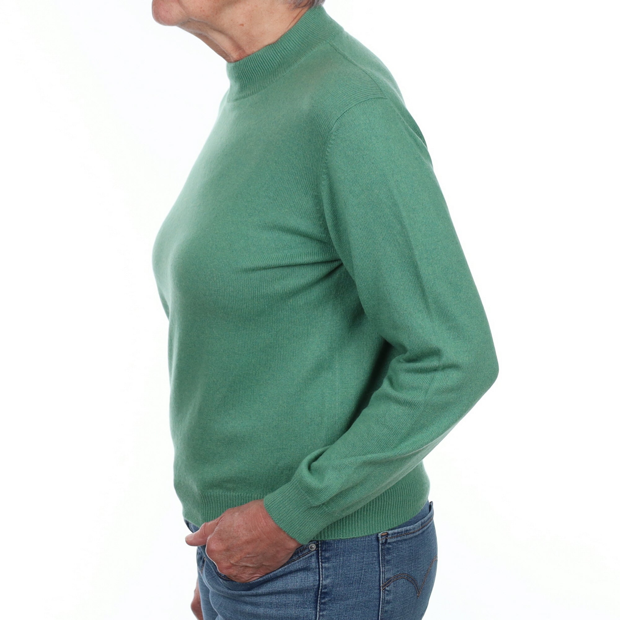 Sea Green Cashmere Turtle Neck Jumper Medium