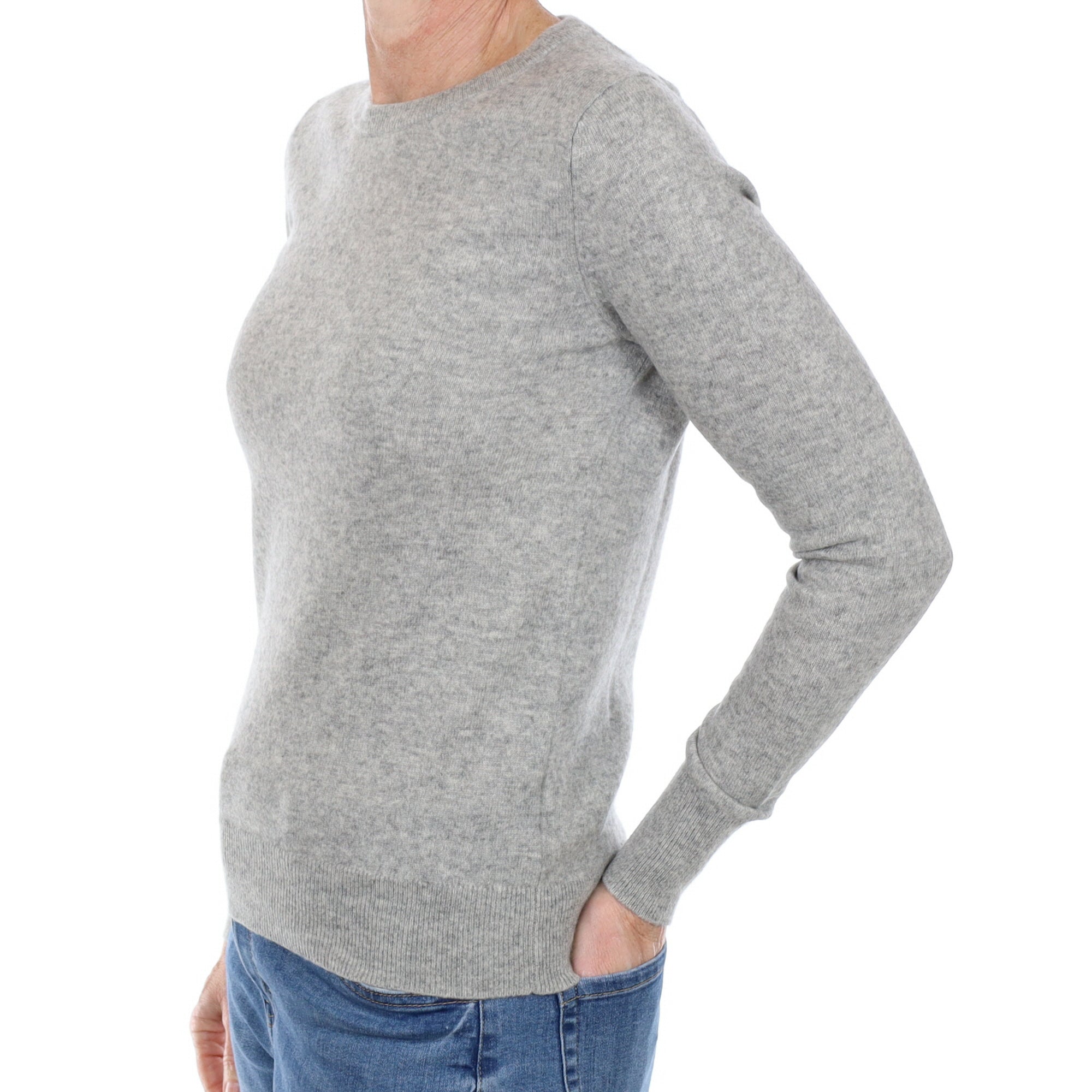 Smoke Grey Cashmere Crew Neck Jumper Small