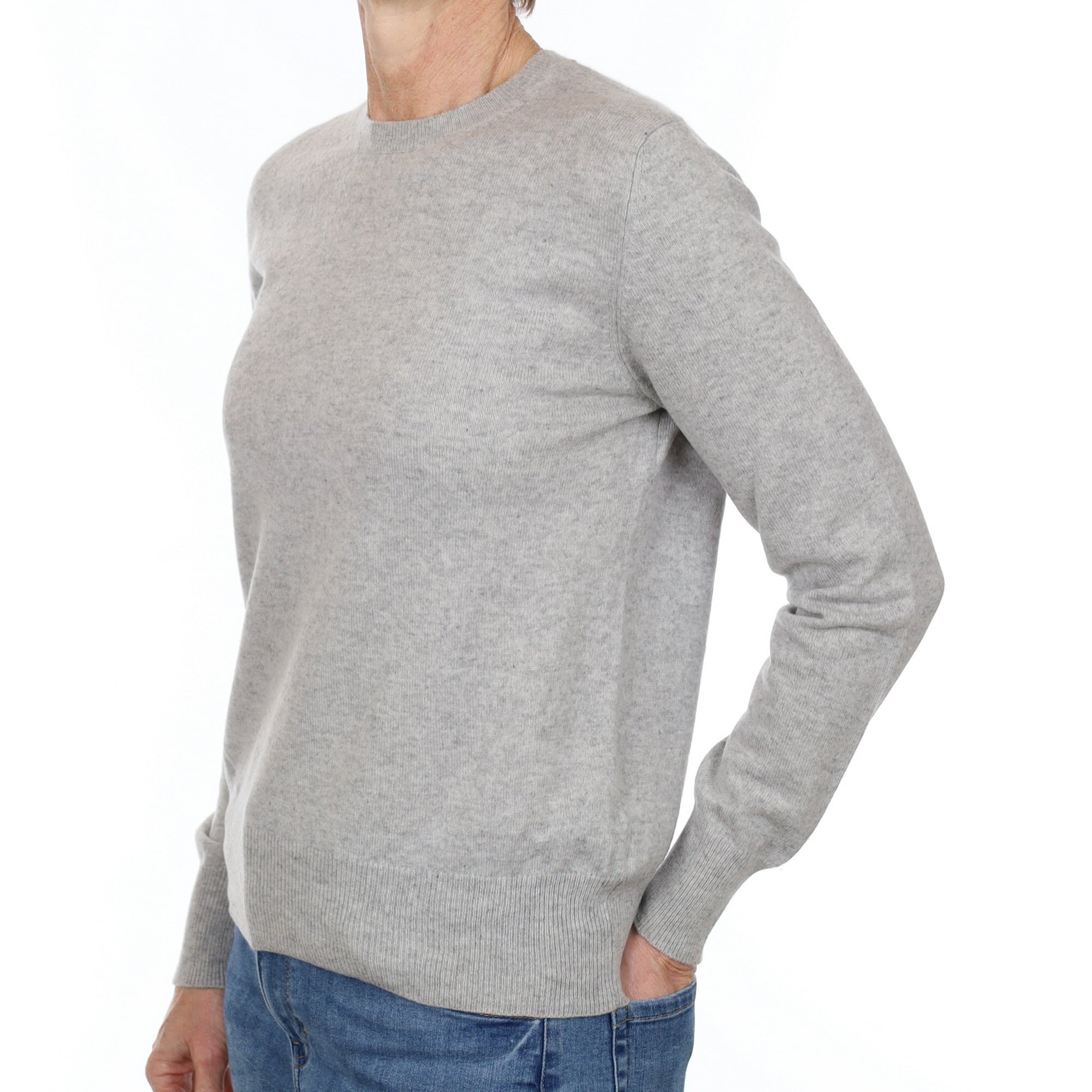 Mist Grey Cashmere Crew Neck Jumper Small