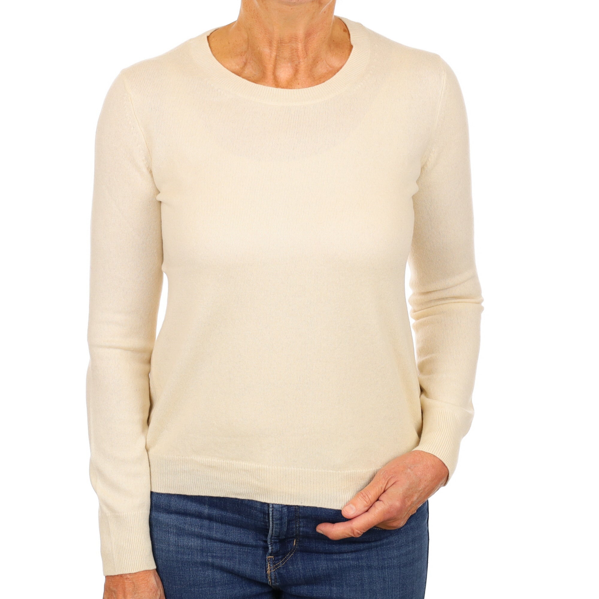 Vanilla Cream Cashmere Crew Neck Jumper Medium