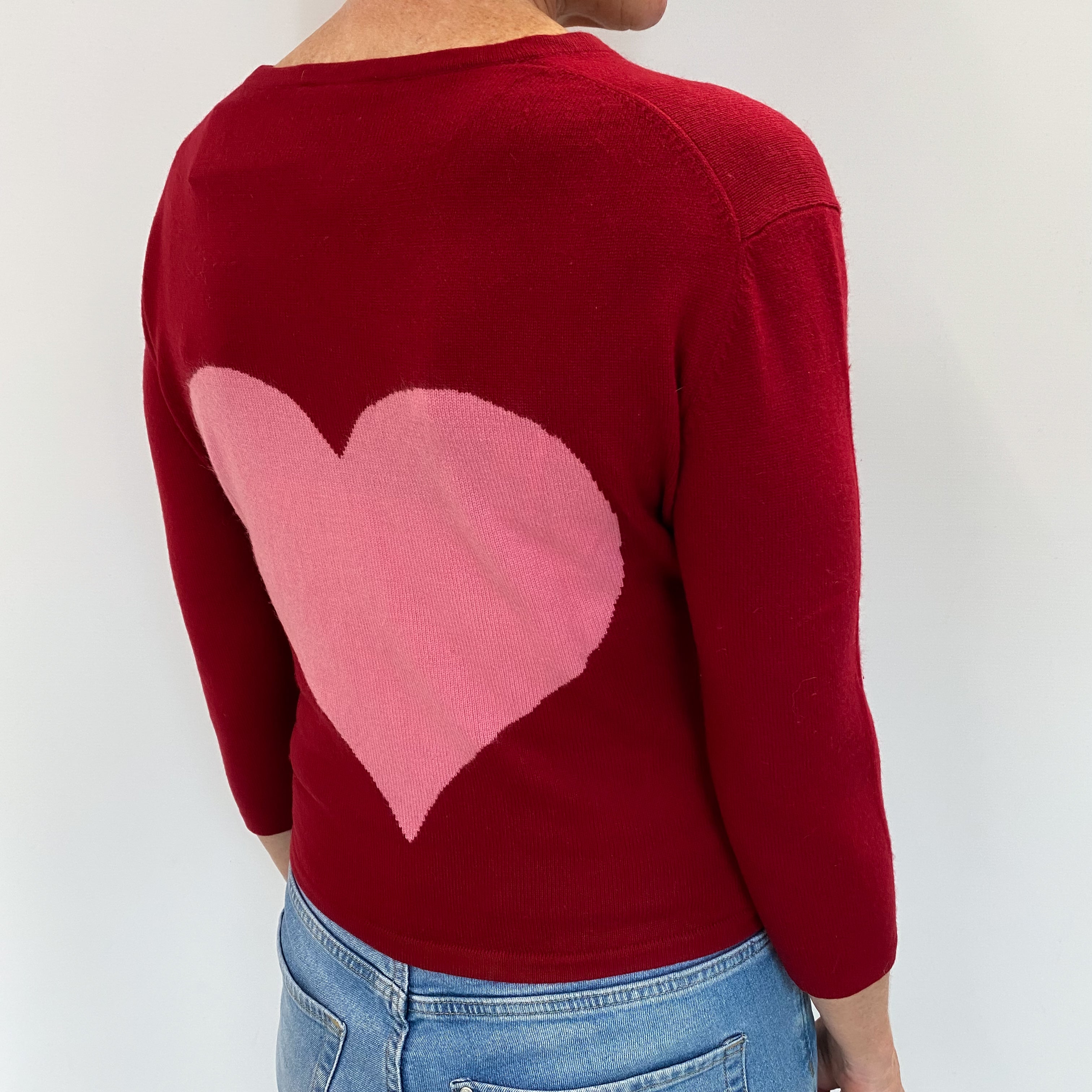 Crimson Red Cashmere V Neck Cardigan Small