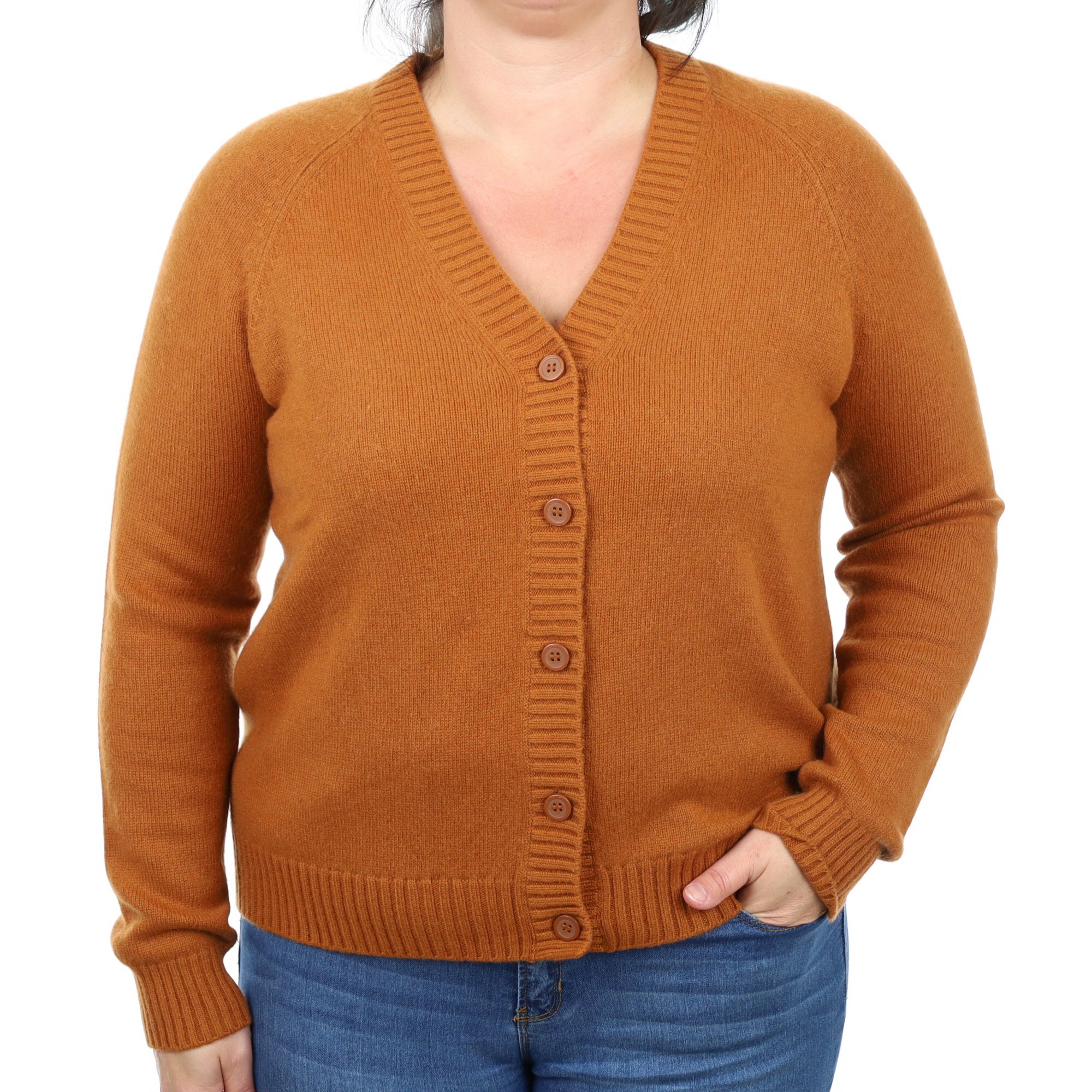 Cos Rust Cashmere Slouchy V Neck Cardigan Large
