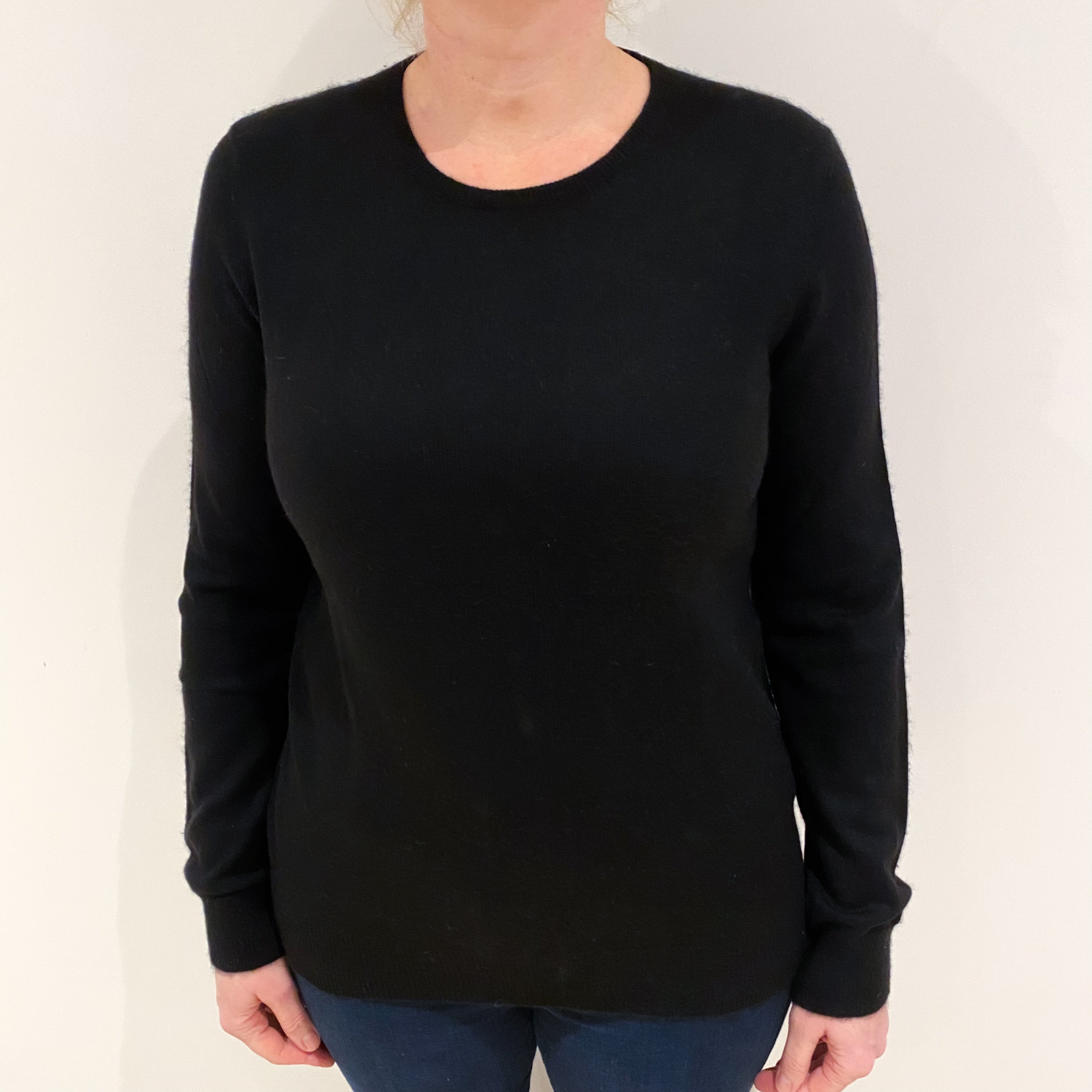 Black Cashmere Crew Neck Jumper Large