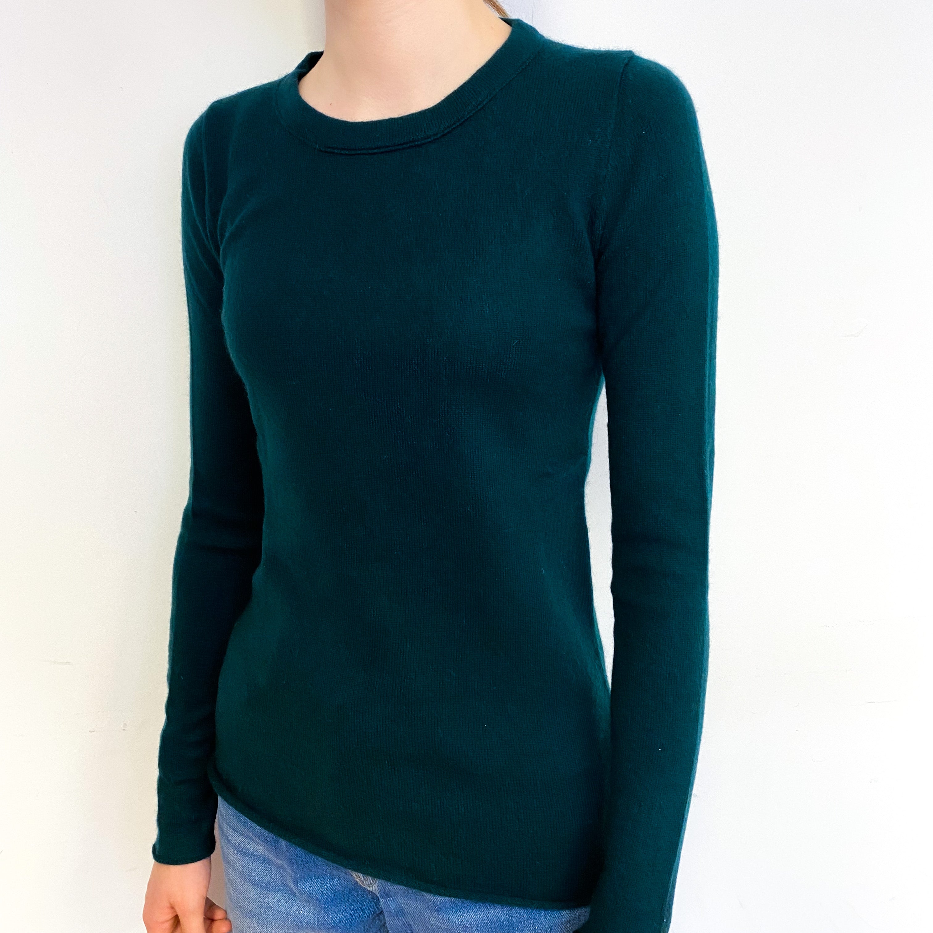 Dark Forest Green Cashmere Crew Neck Jumper Extra Small