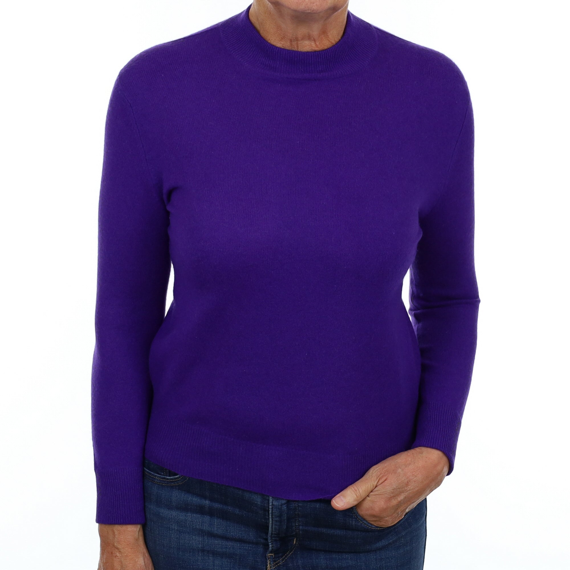 Violet Purple Cashmere Turtle Neck Jumper Medium