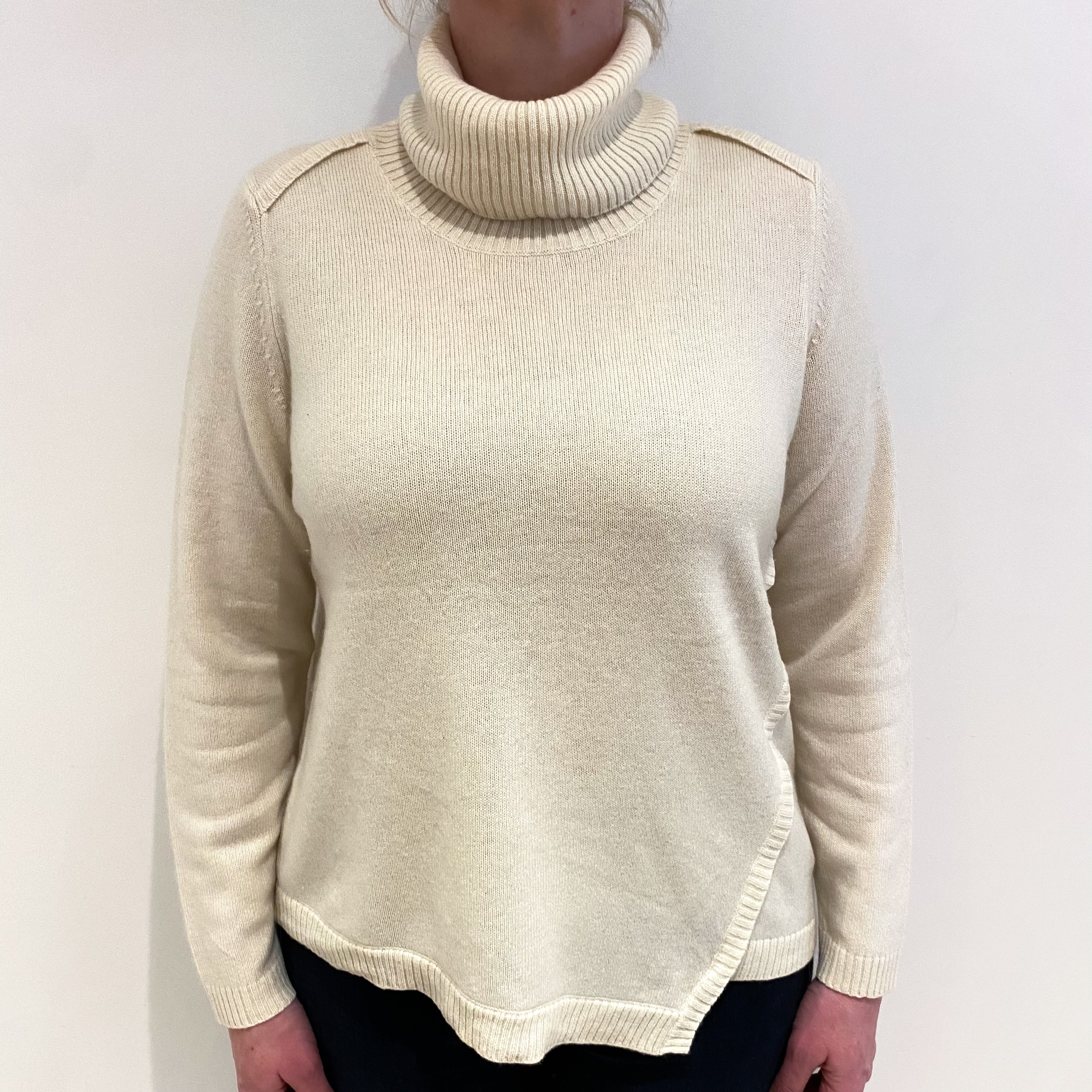 Cream Cashmere Cowl Neck Jumper Large