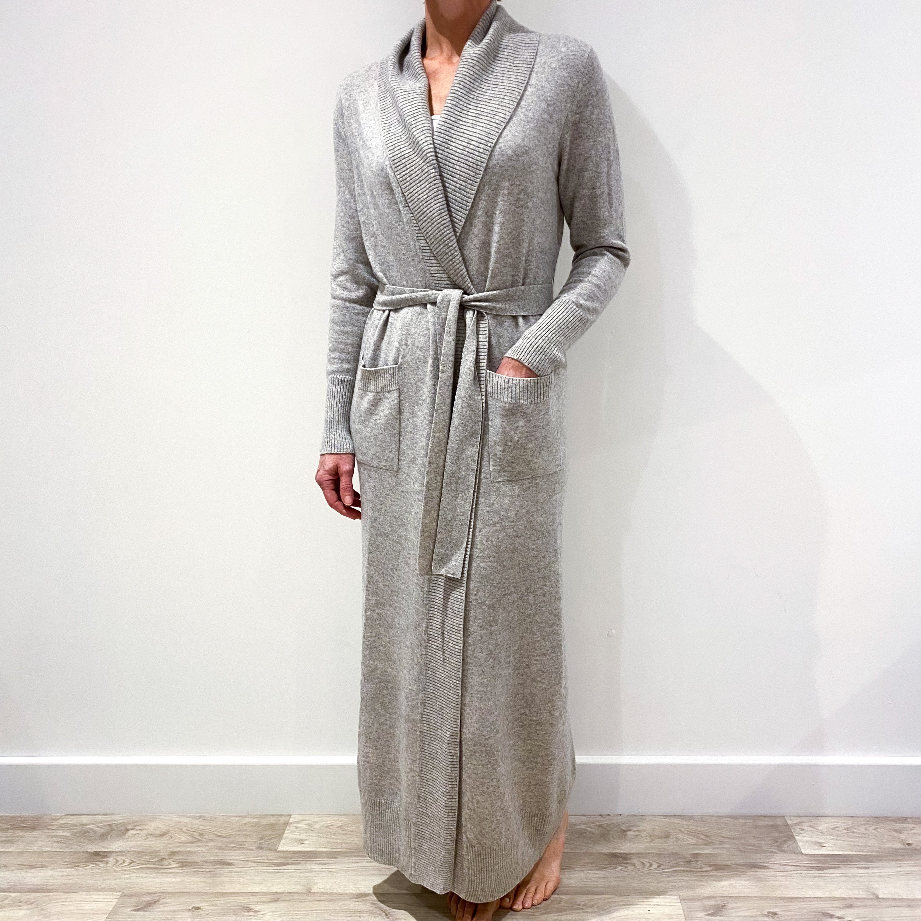 Smoke Grey Cashmere Dressing Gown Small