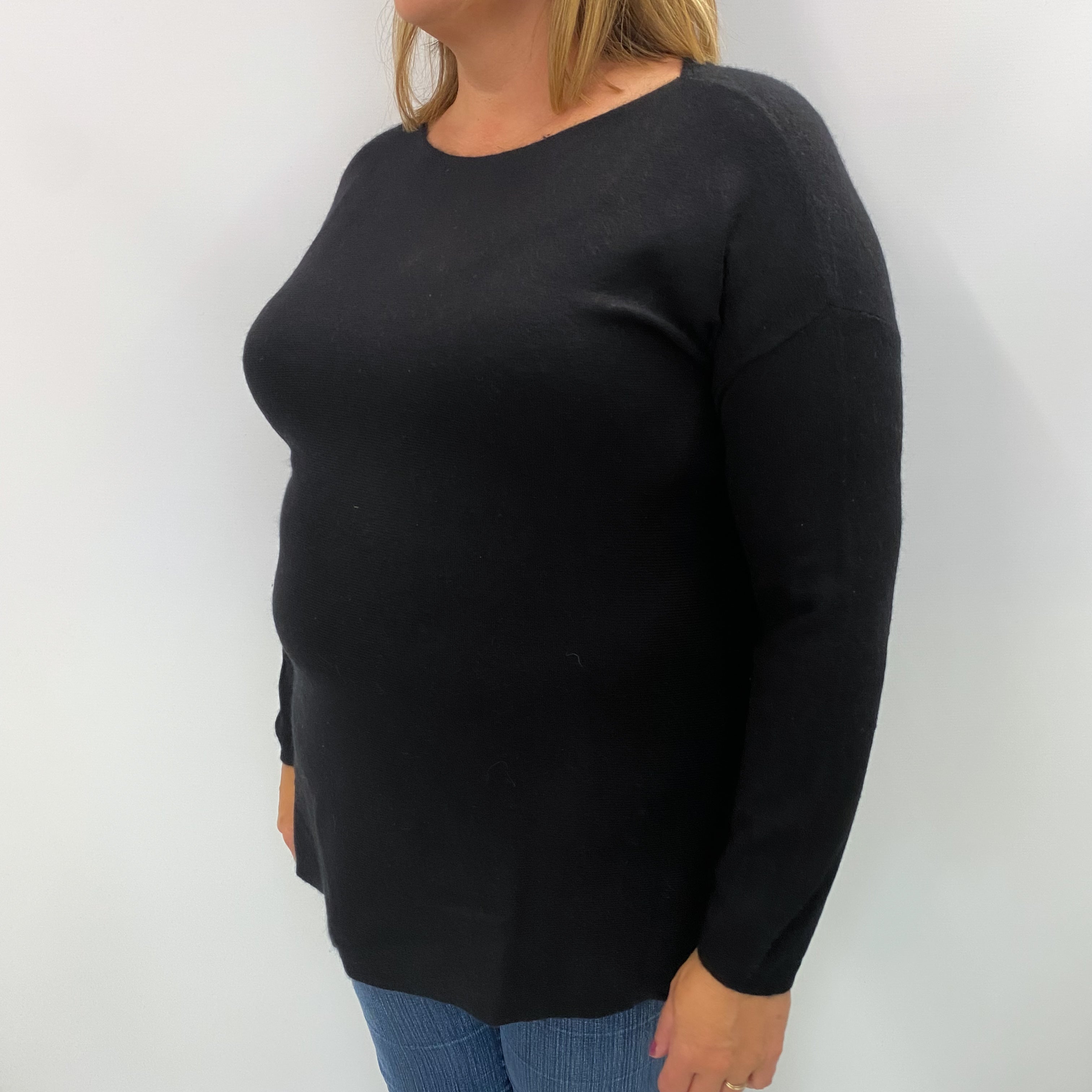 Black Cashmere Slash Neck Jumper Extra Large