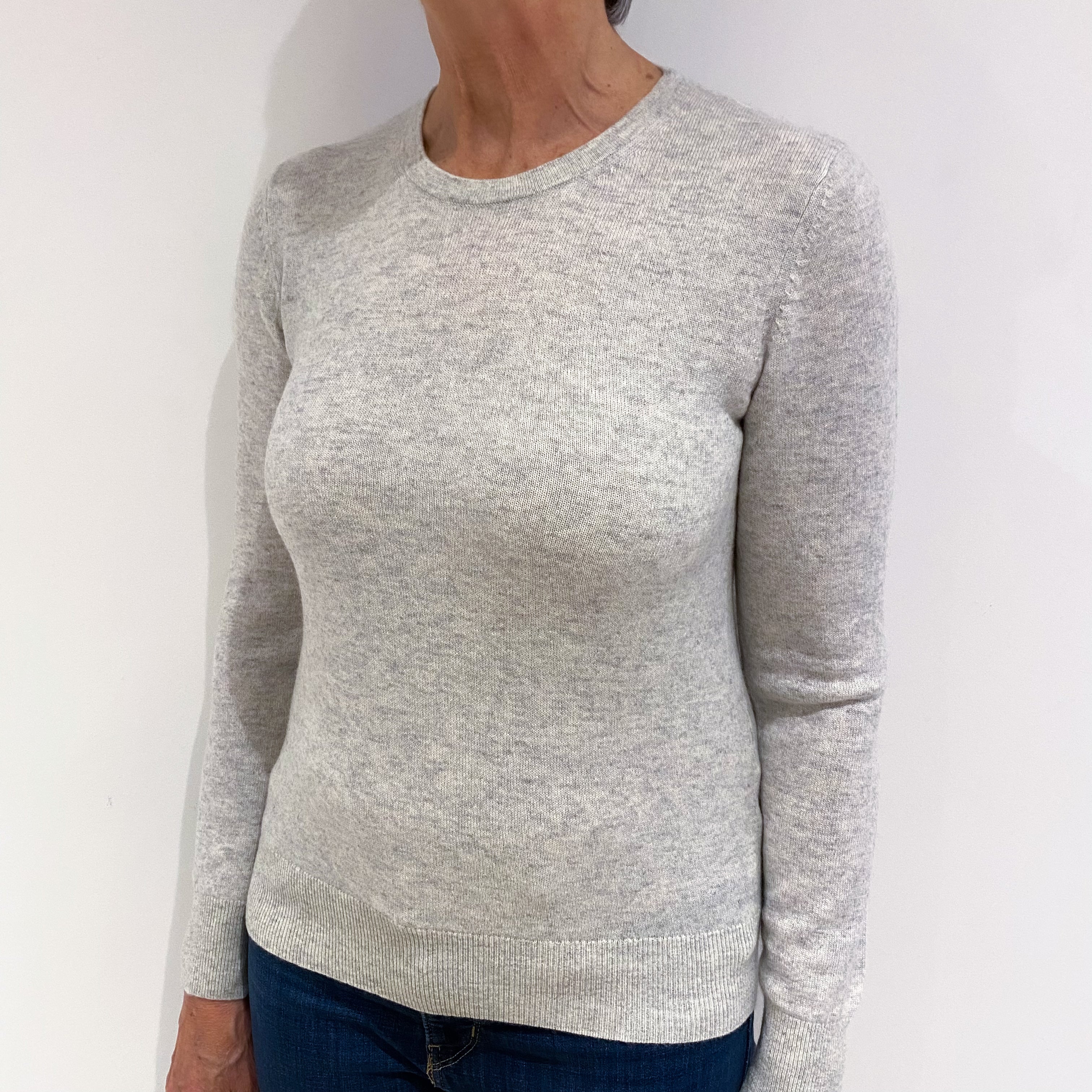 Mist Grey Cashmere Crew Neck Jumper Medium