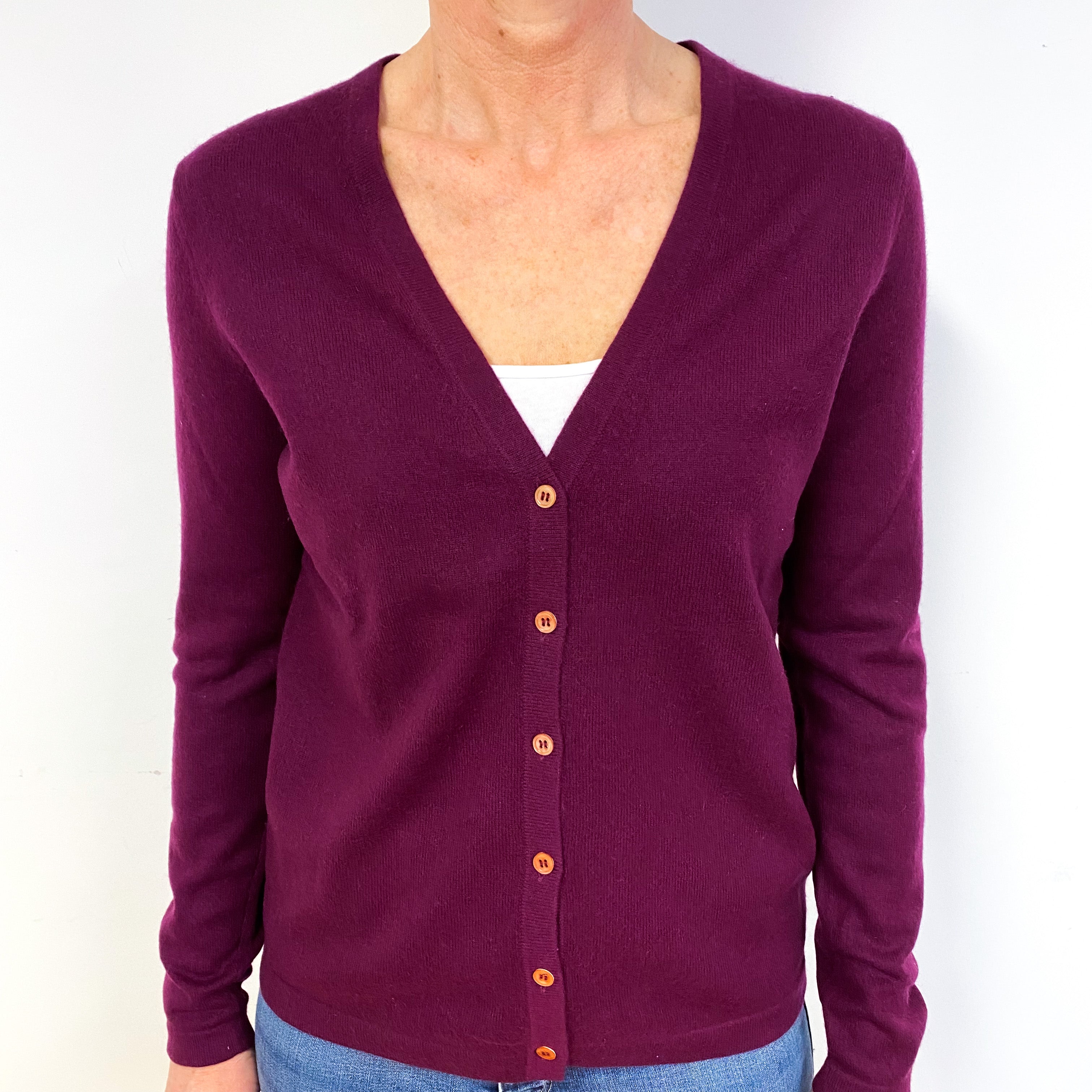 Aubergine Cashmere Cardigan Medium NEARLY NEW CASHMERE CO.