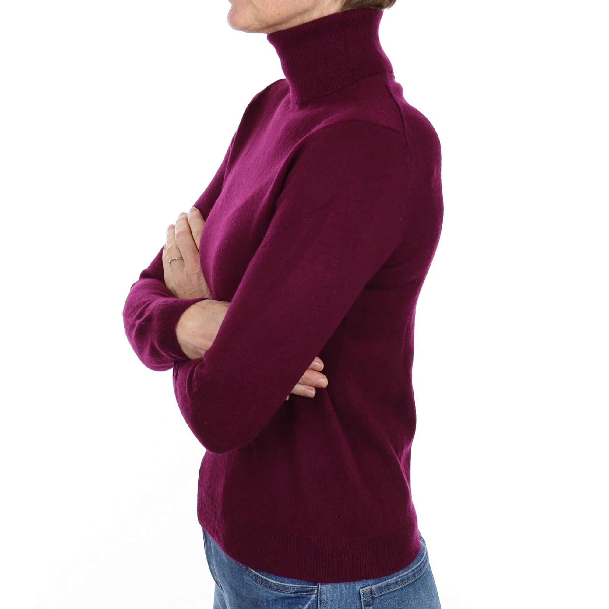 Mulberry Purple Cashmere Polo Neck Jumper Small