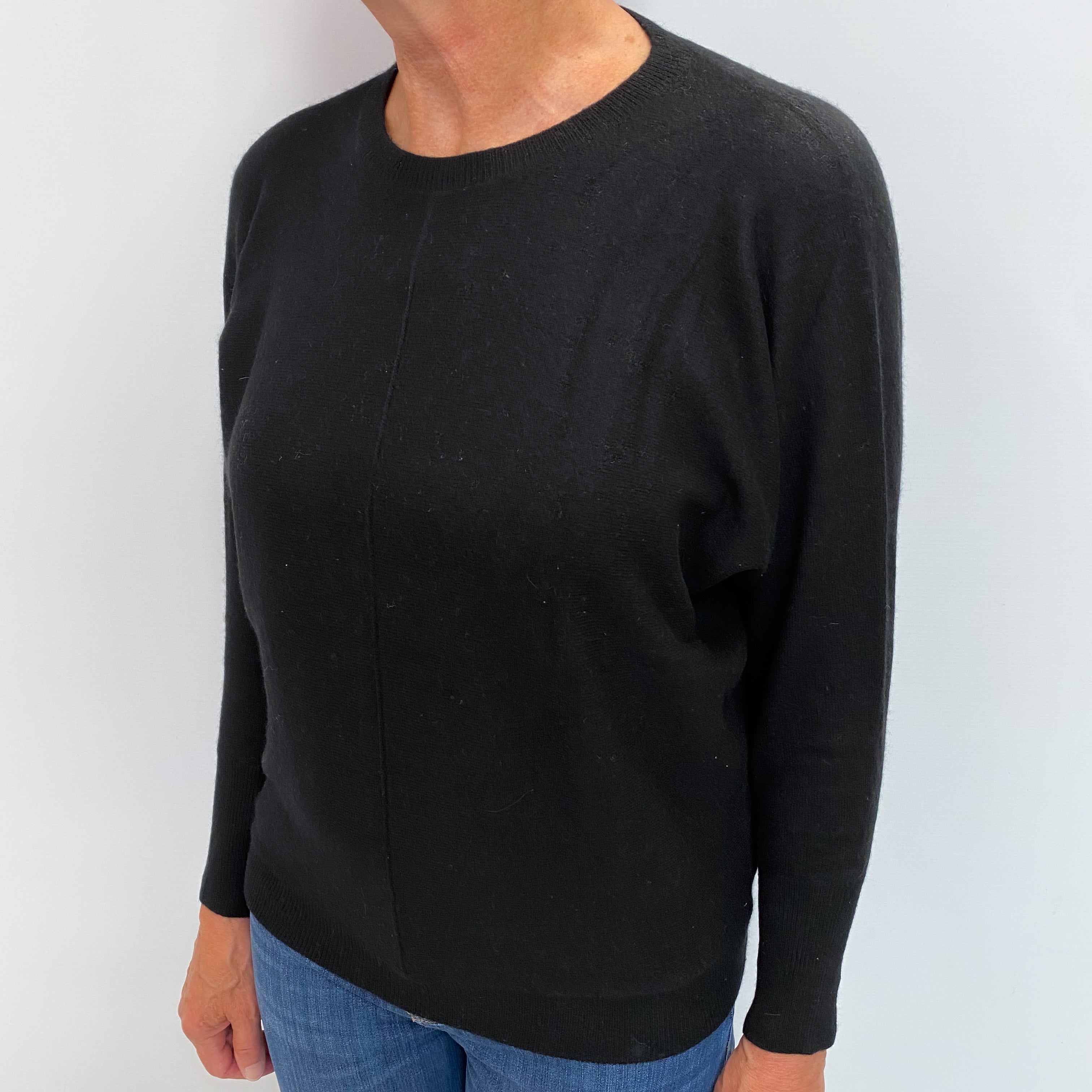 Black Cashmere Crew Neck Jumper Medium