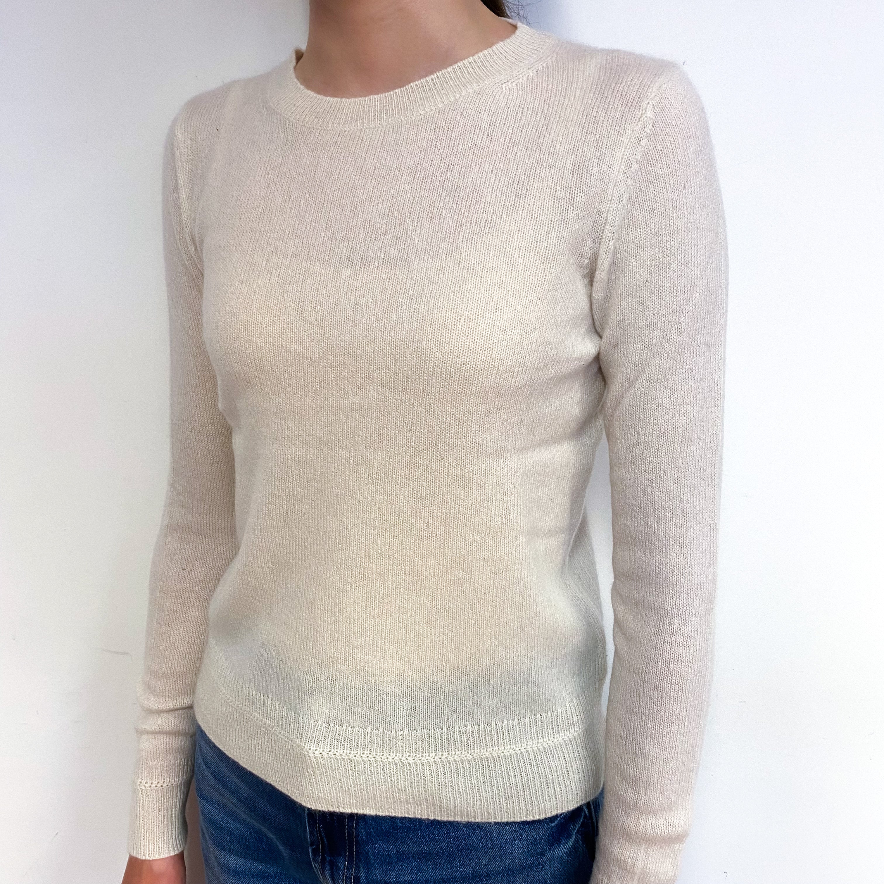 Cream Lightweight Cashmere Crew Neck Jumper Extra Small