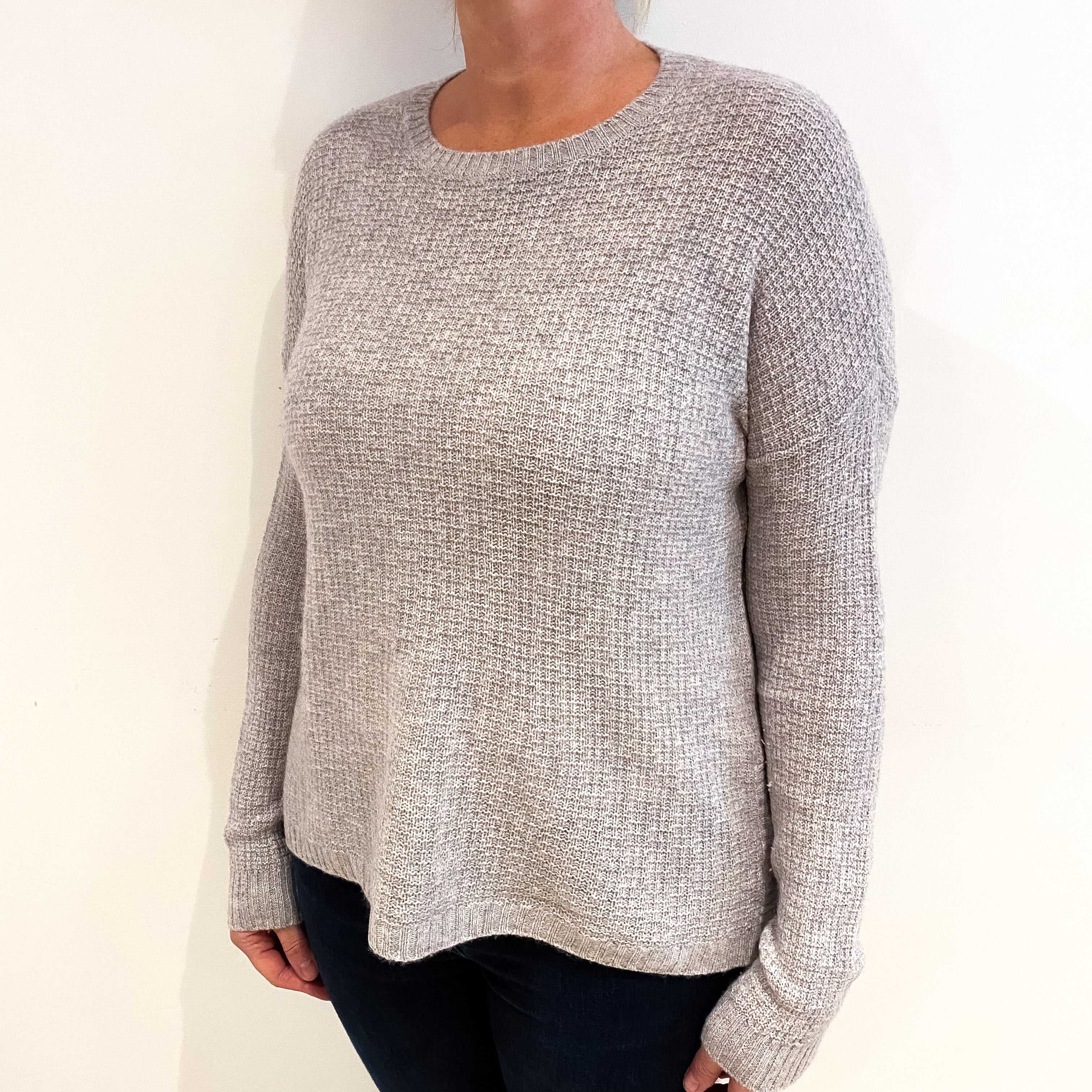 Cynthia Rowley Mist Grey Cashmere Crew Neck Jumper Large