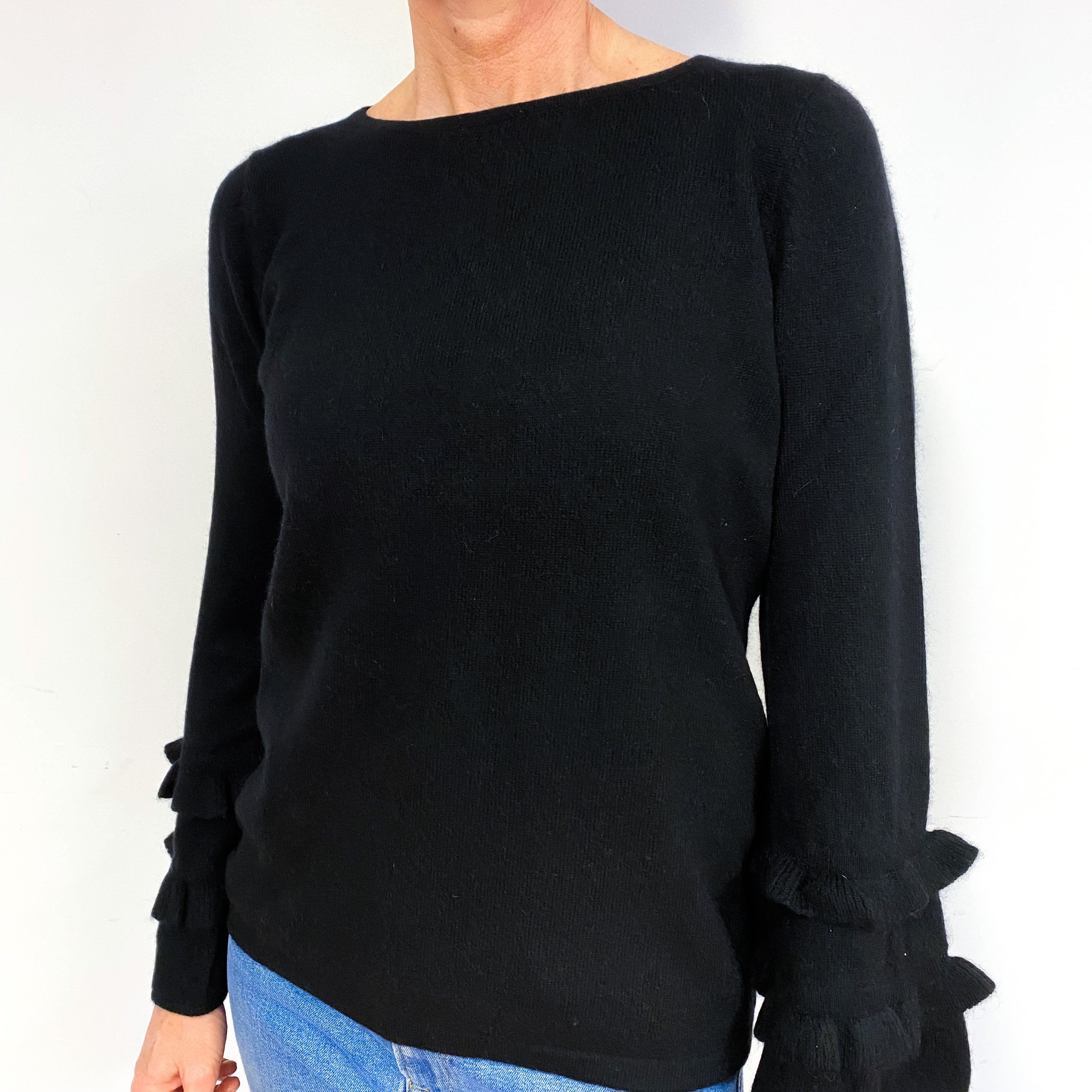 Black Cashmere Crew Neck Jumper Medium