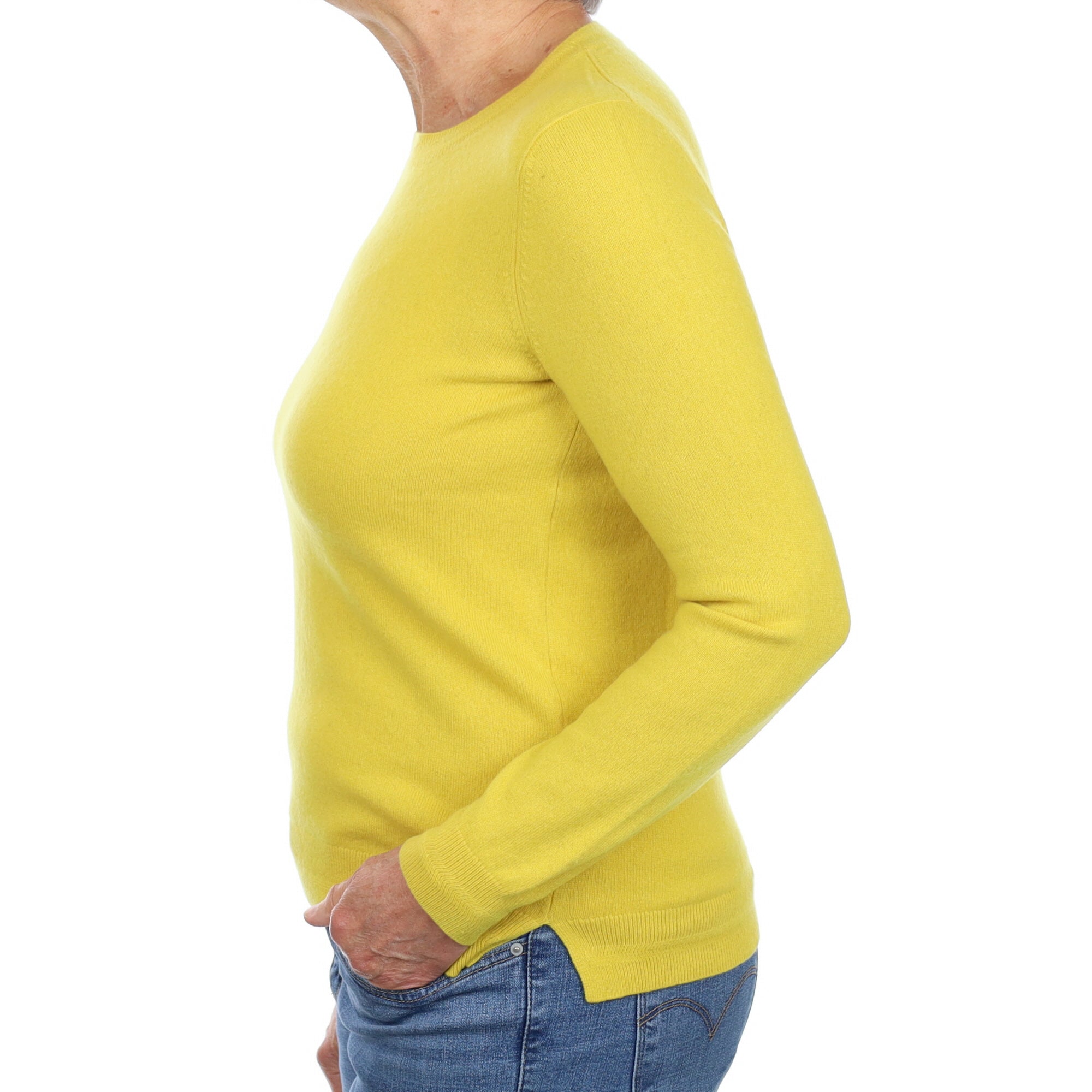 Goldfinch Yellow Cashmere Crew Neck Jumper Medium