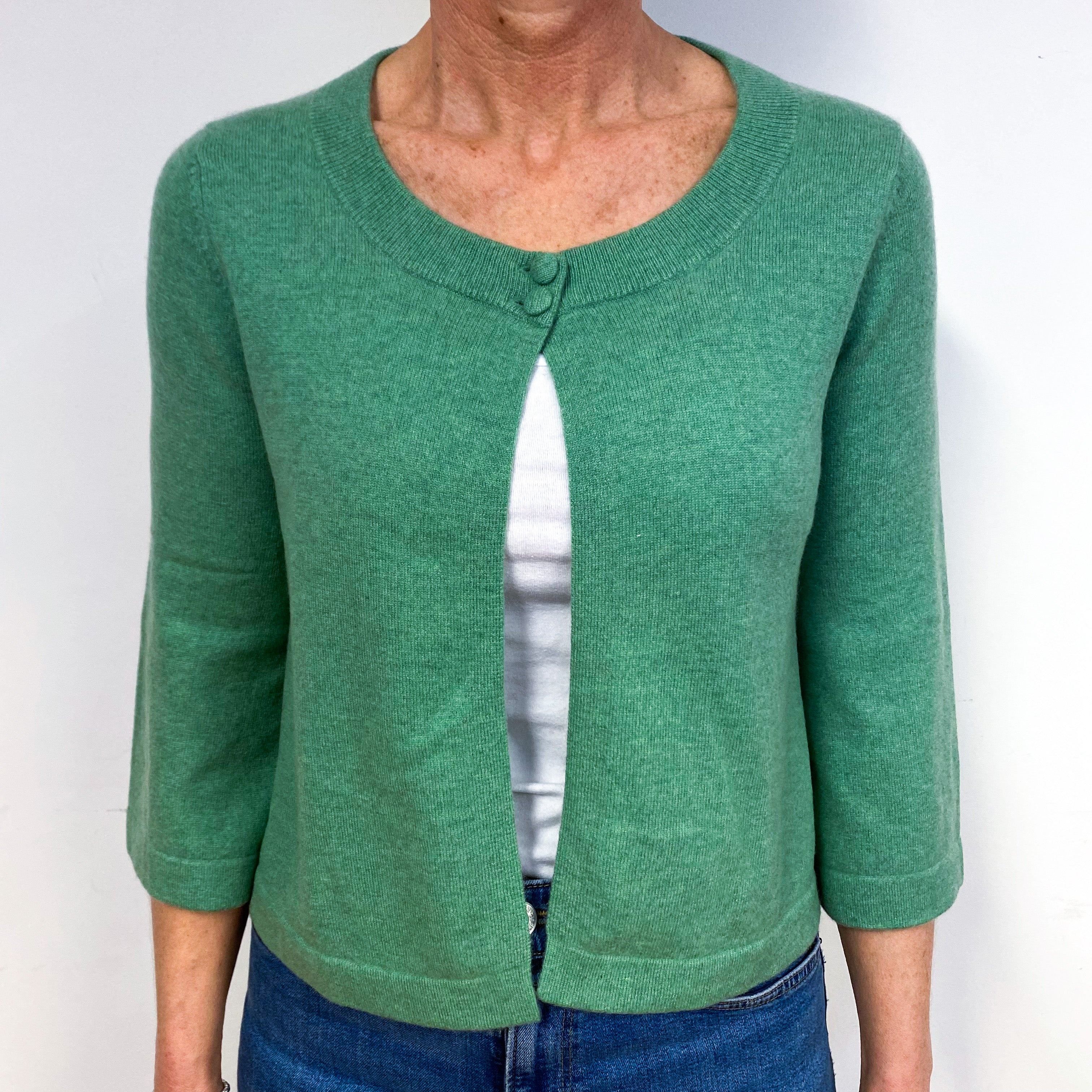Sea Foam Green Cashmere Crew Neck Cardigan Medium