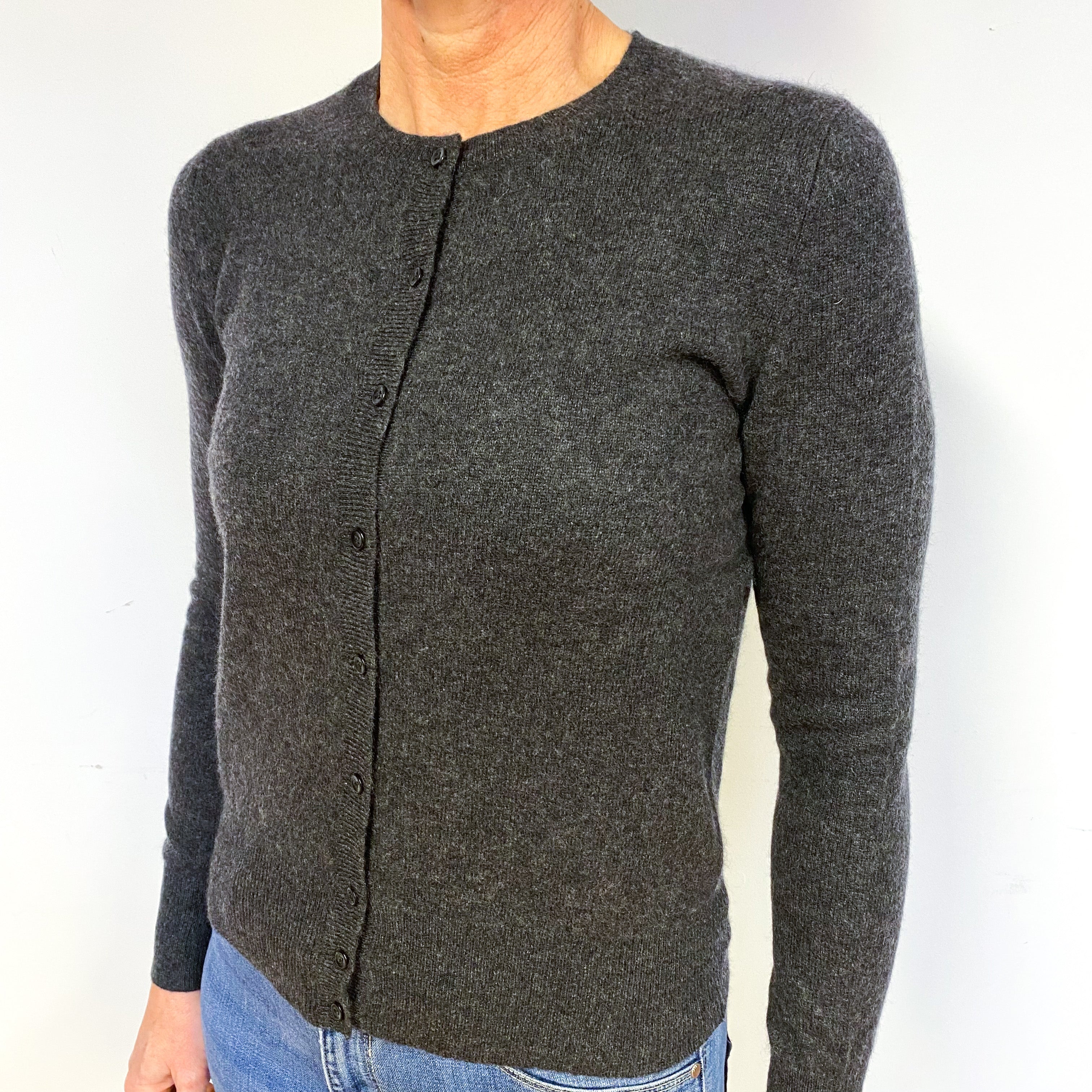 Charcoal Grey Cashmere Cardigan Medium