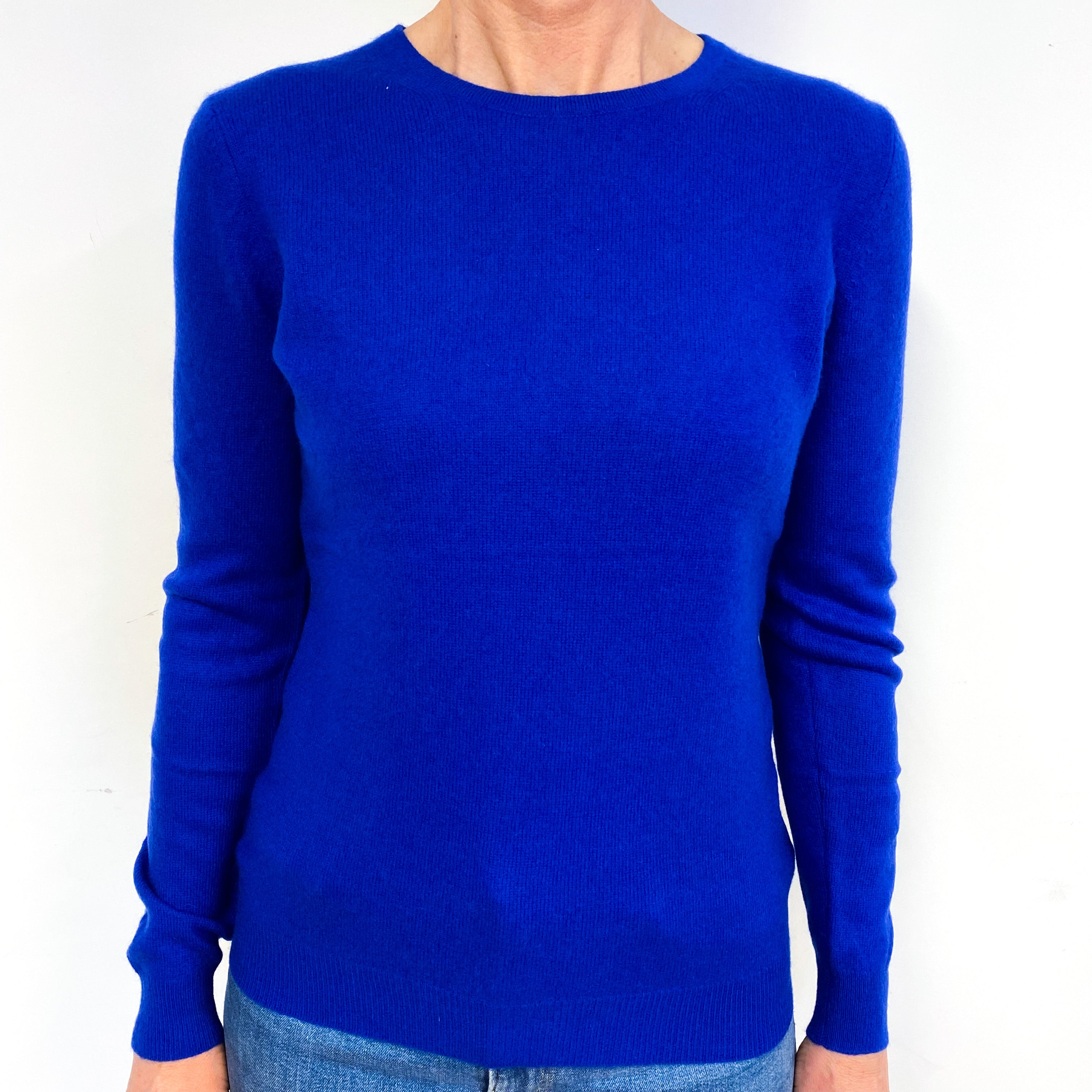 Cobalt Blue Cashmere Crew Neck Jumper Medium